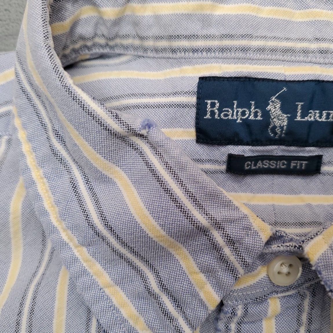 Ralph Lauren VINTAGE Ralph Lauren Shirt Mens XL Blue Yellow Striped Classic Fit Button-Up Size US XL / EU 56 / 4 - 4 Thumbnail