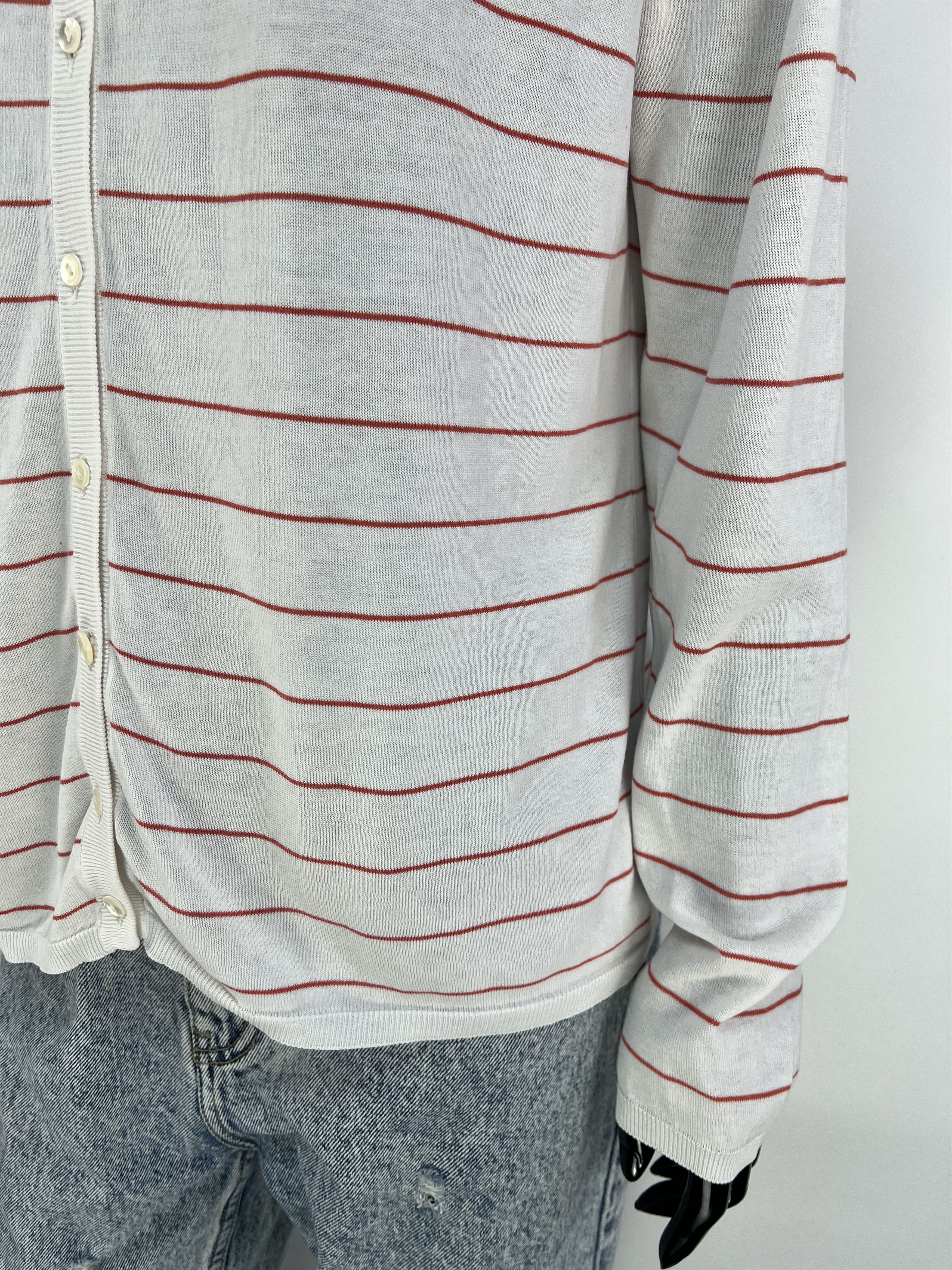 Malo Malo 100% Cotton Striped Crew Neck Cardigan Size IT 46 Size L / US 10 / IT 46 - 7 Thumbnail