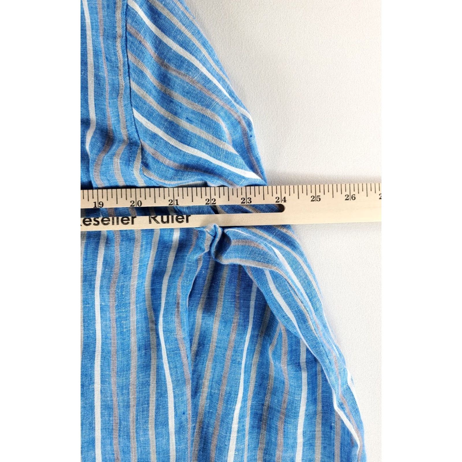 Vintage Idillio Button Up Shirt 100% Linen Blue White Gray Striped Long Sleeve Mens XL Size US XL / EU 56 / 4 - 3 Thumbnail