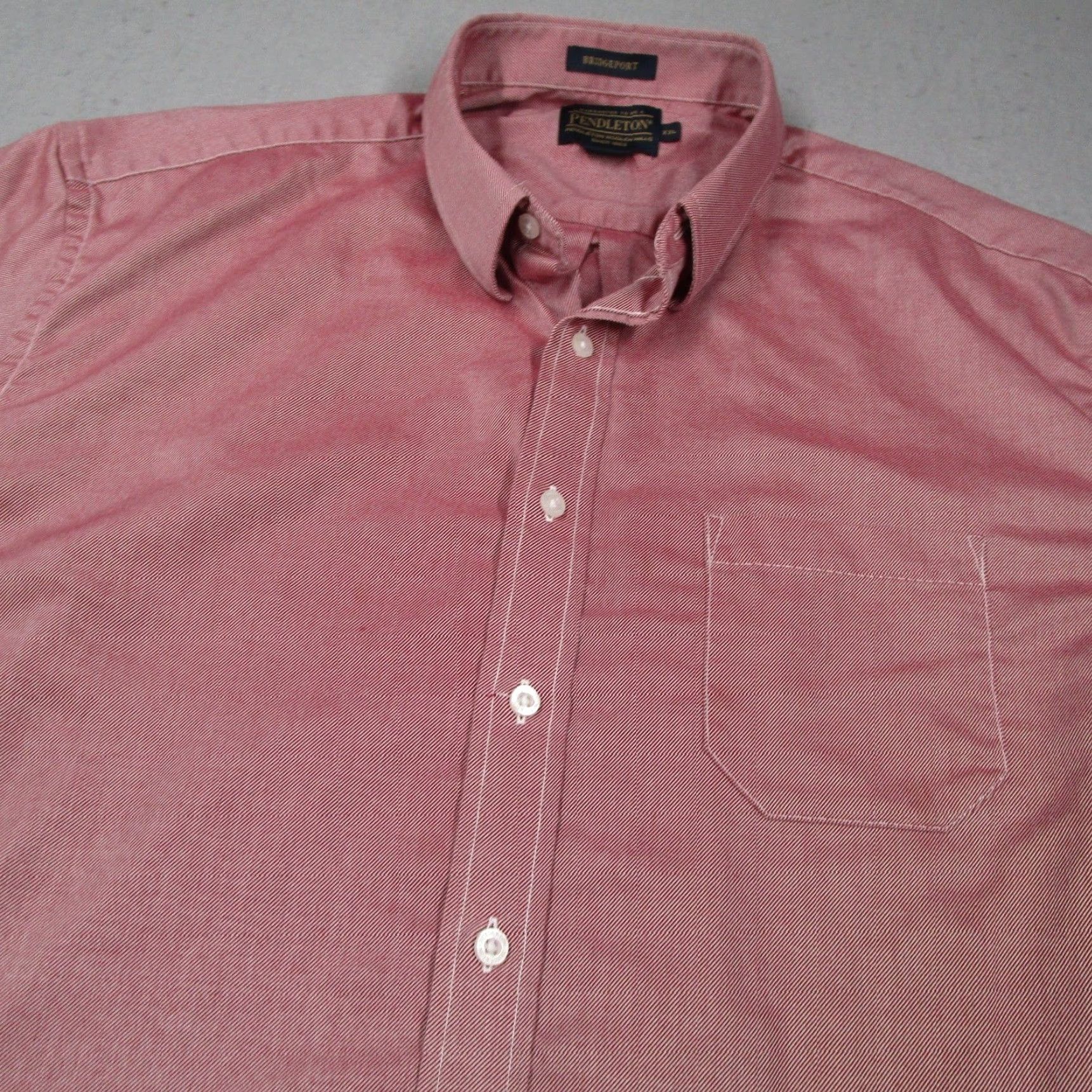 Pendleton VINTAGE Pendleton Bridgeport Mens XXL Red White Micro Stripe Cotton Button Down Shirt Size US XXL / EU 58 / 5 - 2 Thumbnail