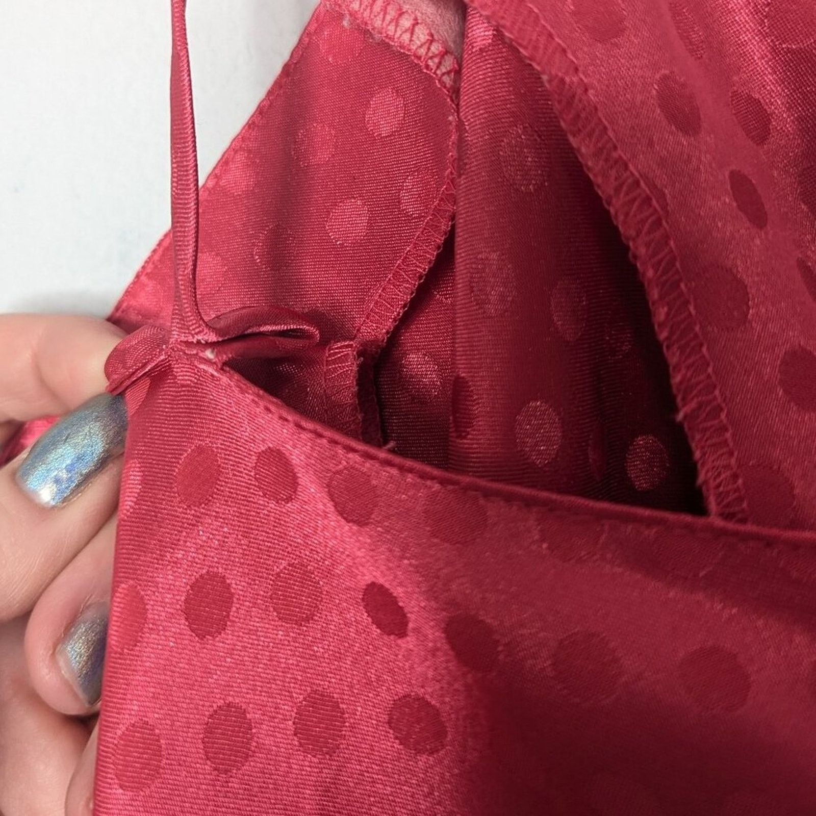 Vintage Vintage Pink Polka Dot Pattern Satin Slip Dress Buttons Size L / US 10 / IT 46 - 9 Thumbnail