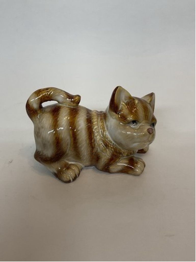 The Unbranded Brand VTG Cat Ceramic Glazed Striped Cat Crouch Laying Down Kitten Size ONE SIZE - 10 Thumbnail