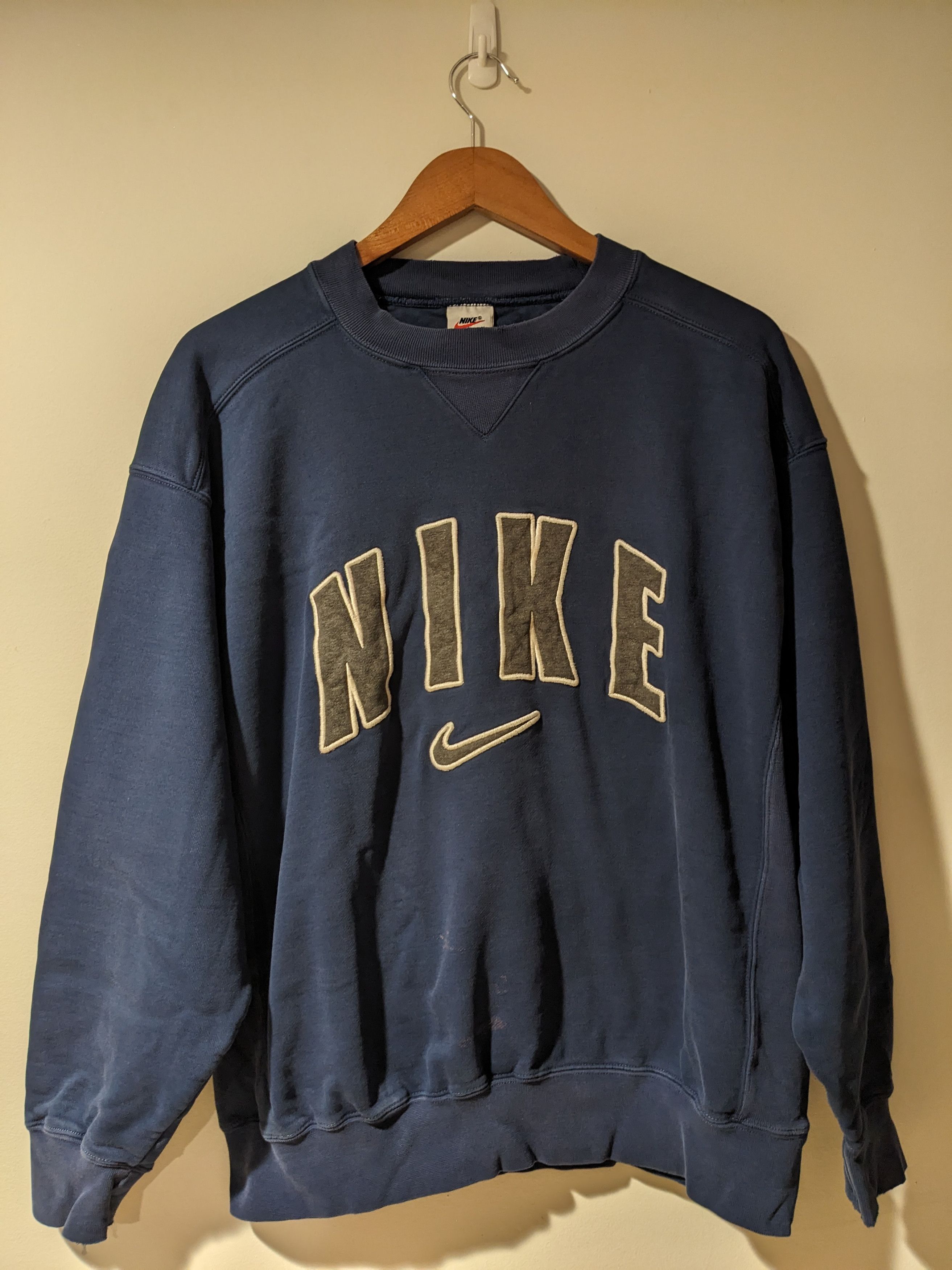 Nike Vintage 90s Nike Arch Logo Swoosh Blue Medium Sweatshirt | Grailed