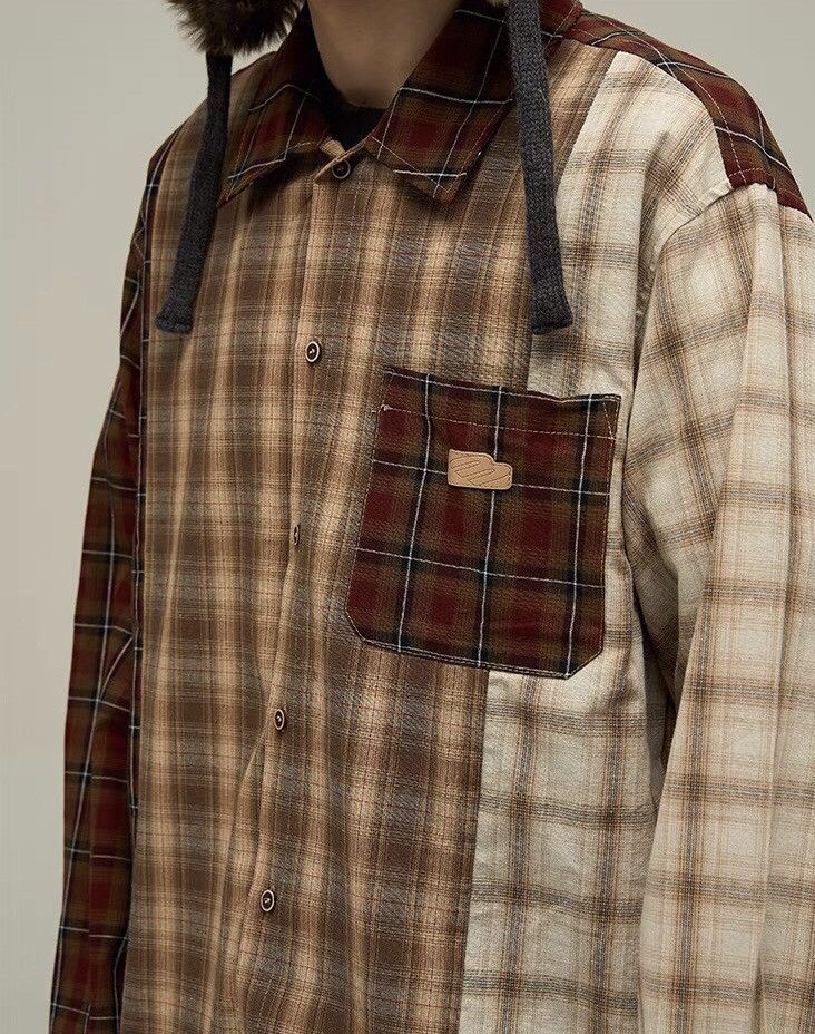 Japanese Brand × Vintage Retro fashion patchwork plaid button up shirt Size US XXL / EU 58 / 5 - 4 Thumbnail