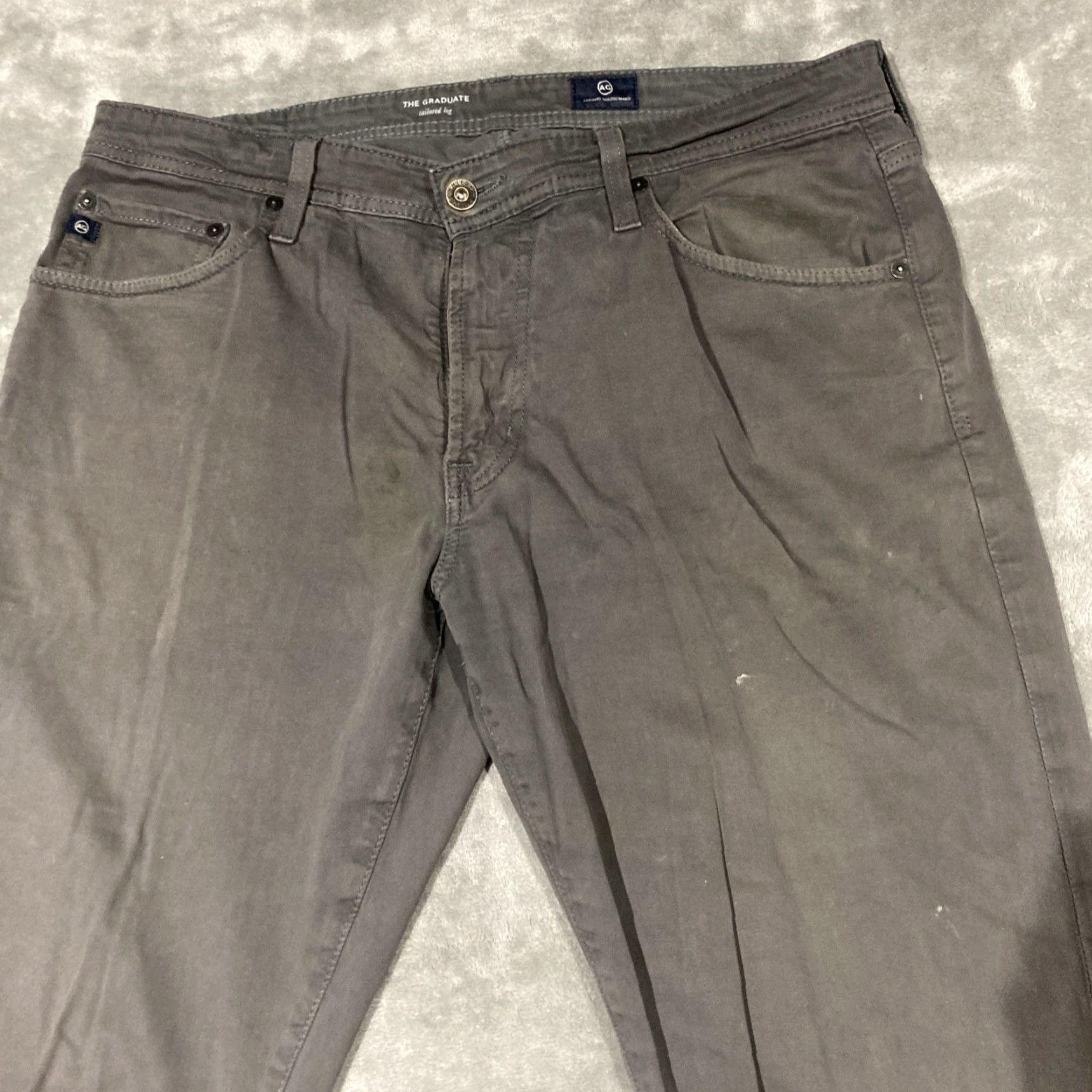 Vintage AG Adriano Goldschmied Pants Gray The Graduate Tailored Leg Stretch Men 34x33 34x34 Straight Khakis Pockets Casual Vintage No Size US 34 / EU 50 - 2 Thumbnail