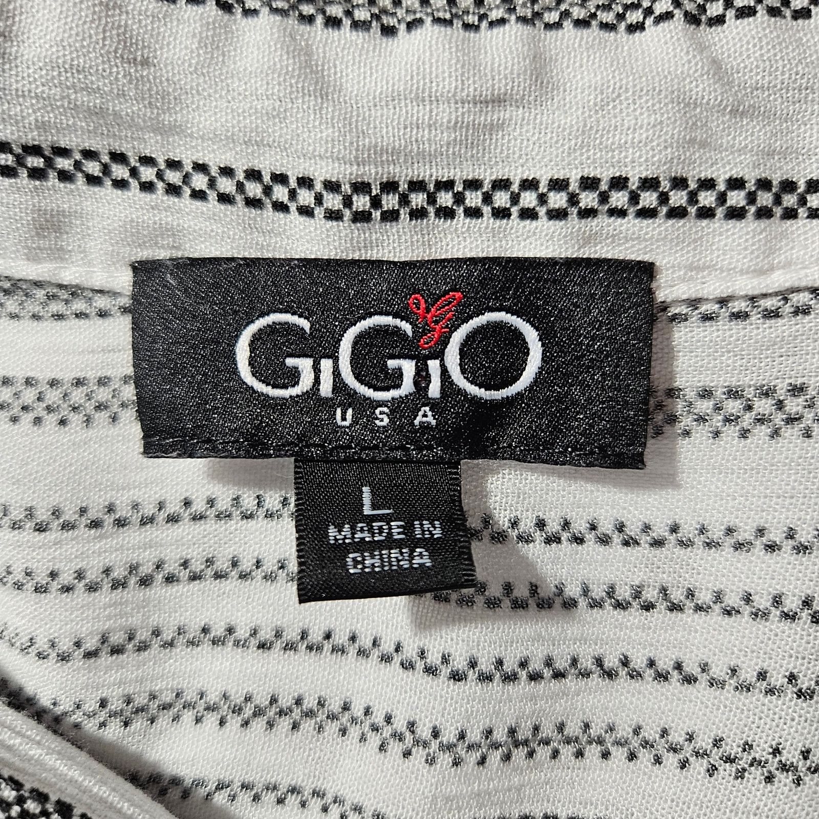 Other GIGIO USA Boho Hi-Lo Striped Blouse Sz. L Gray White Stripe Size L / US 10 / IT 46 - 5 Thumbnail