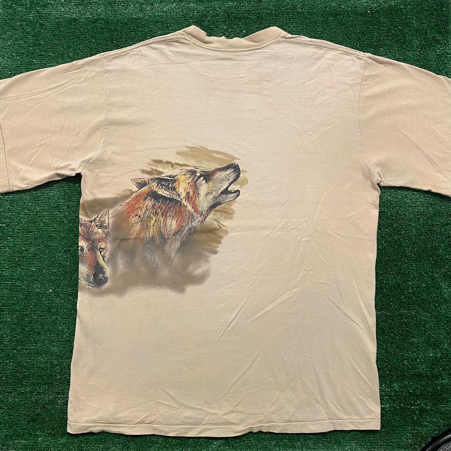 Vintage Vintage 90s Wolf Fox T-Shirt Single Stitch Animal Nature Wil Size US XL / EU 56 / 4 - 5 Thumbnail