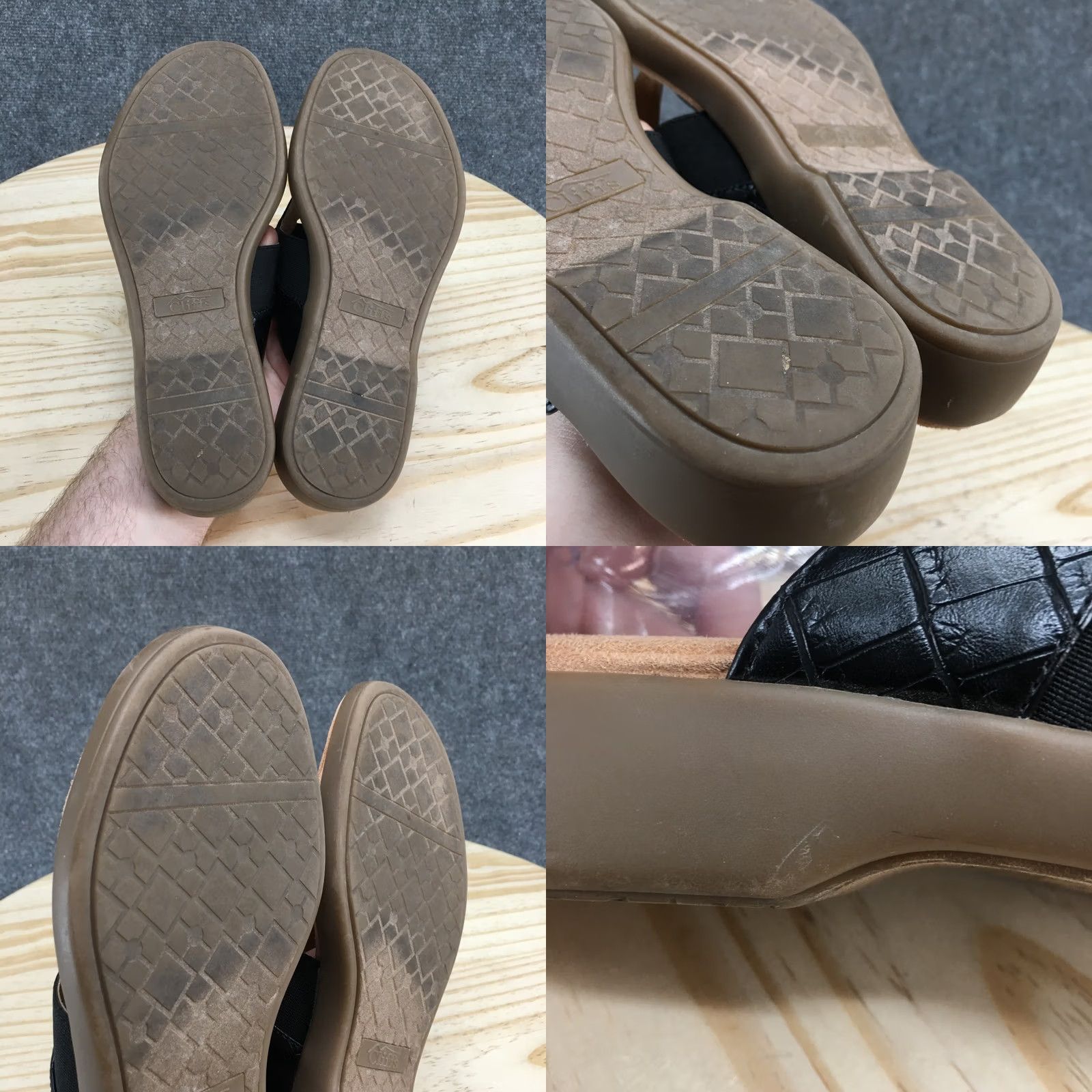 Vintage Cliffs by White Mountain Sandals Womens 8M Bumble Thong Black Faux Leather Wedge Size US 8 / IT 38 - 8 Thumbnail