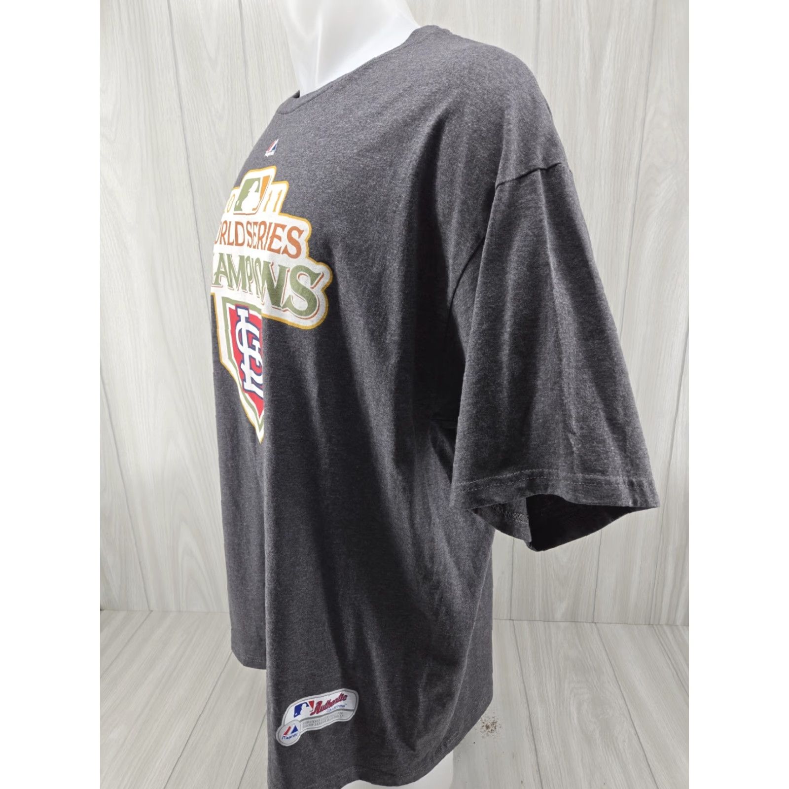 Vintage VINTAGE St. Louis Cardinals 2011 World Series Champions T-Shirt 2XL Gray Mens Short Sleeve Crew Neck Graphic Print Majestic Size US XXL / EU 58 / 5 - 4 Thumbnail