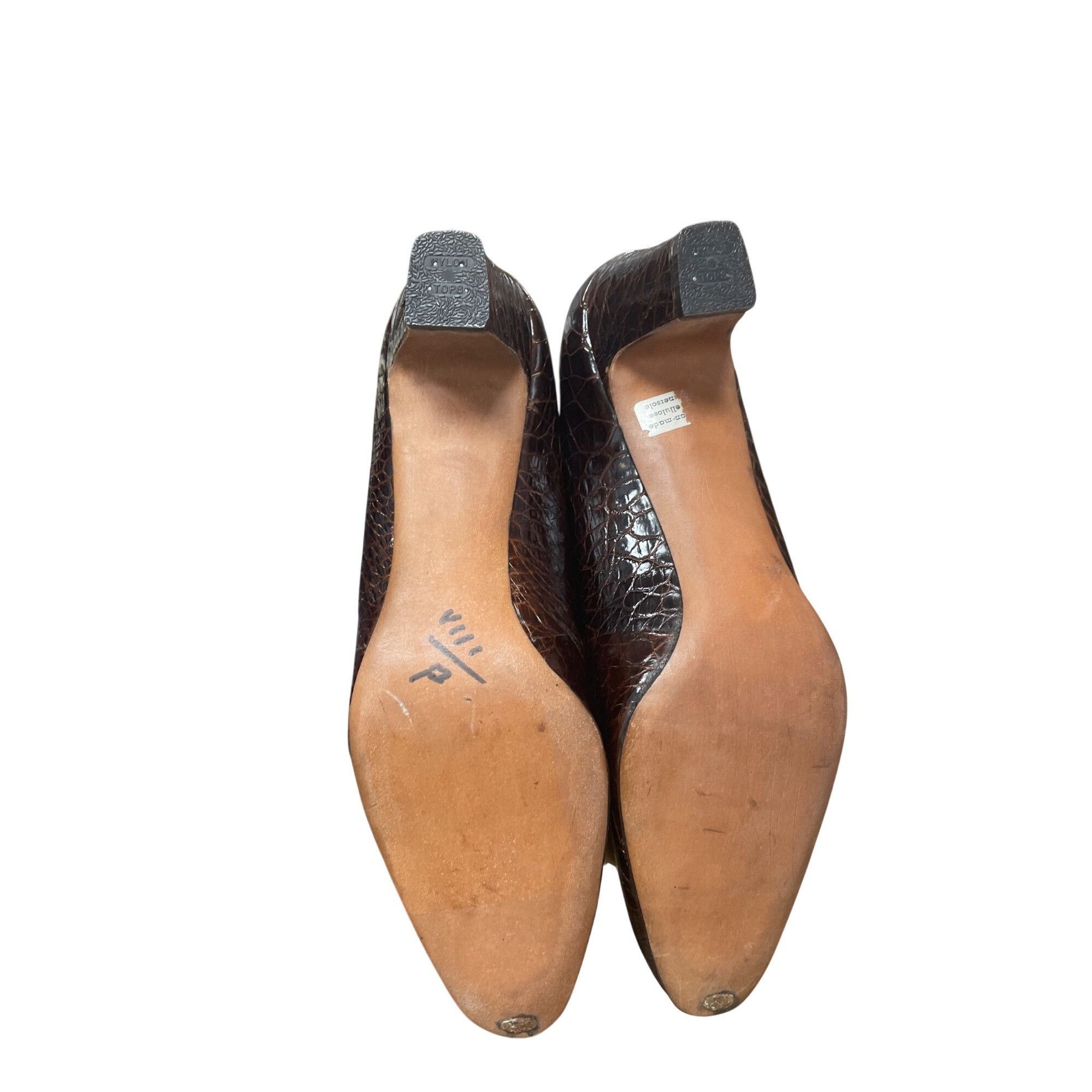 Vintage O'Connor Goldberg Womans VTG Brown Alligator Leather Heels S Size US 7 / IT 37 - 6 Thumbnail
