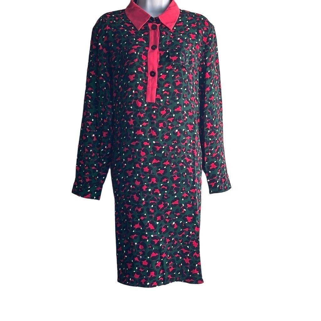 image of Marc Cain Womens 10 N4 Leopard Print Tunic Shirt Dress Black (Size Medium)