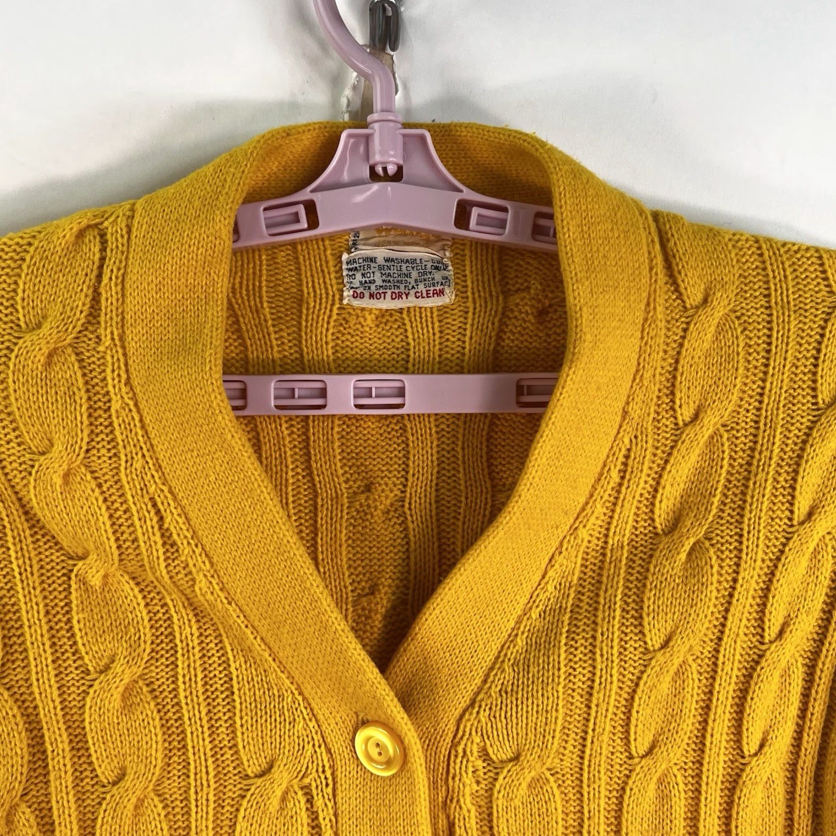 Vintage VINTAGE May's Cardigan Shirt Women S Yellow Cable Knit 80s 90s Bohemian Raglan Sleeve Button Size S/M Size S / US 4 / IT 40 - 3 Thumbnail