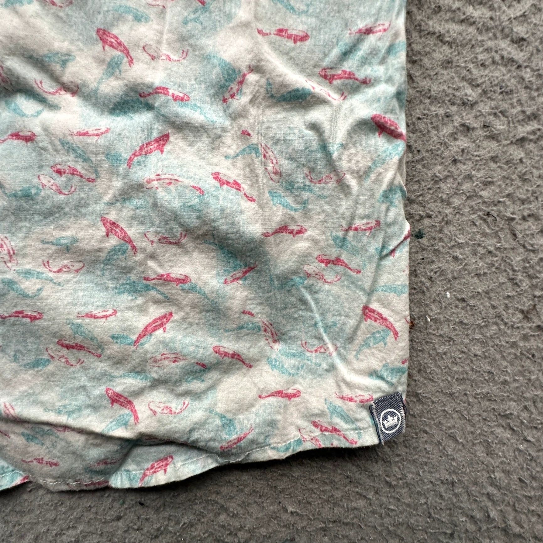 Peter Millar Peter Millar Fish Print Button Shirt Mens Medium Short Sleeve Blue Pink Stretch Size US M / EU 48-50 / 2 - 7 Thumbnail