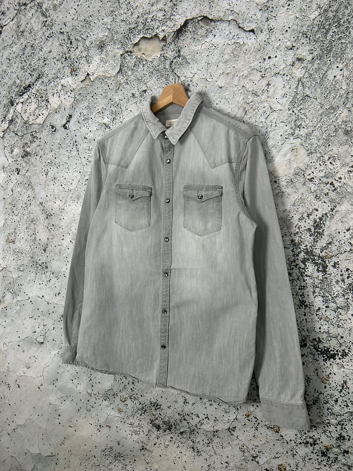 Allsaints Allsaints Grey Shirt Basic Grunge Affliction Rock Punk Skate Size US M / EU 48-50 / 2 - 2 Thumbnail