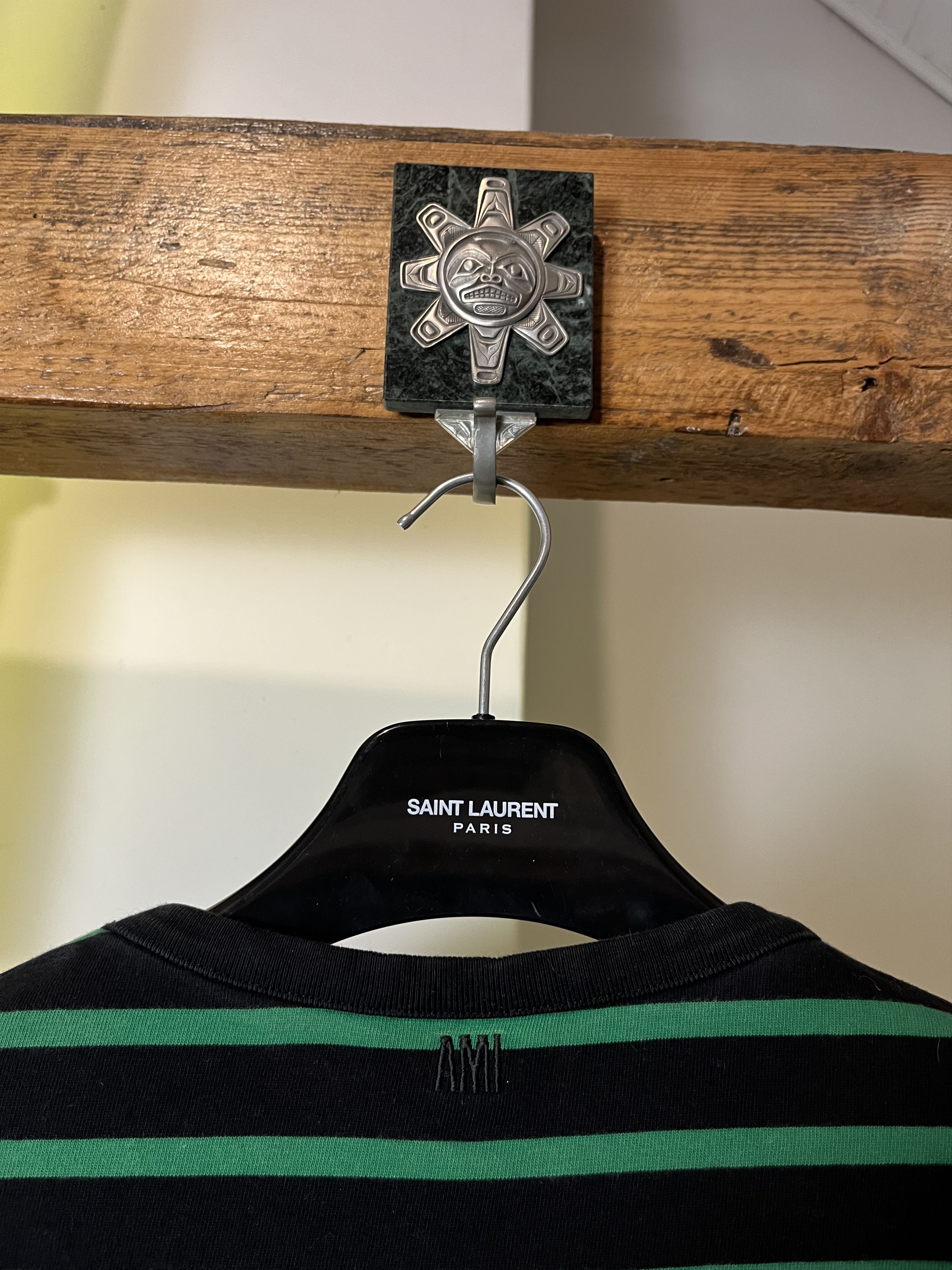 AMI × Designer AMI Paris Striped Black Green Heart Logo Sweatshirt Size M / US 6-8 / IT 42-44 - 5 Thumbnail