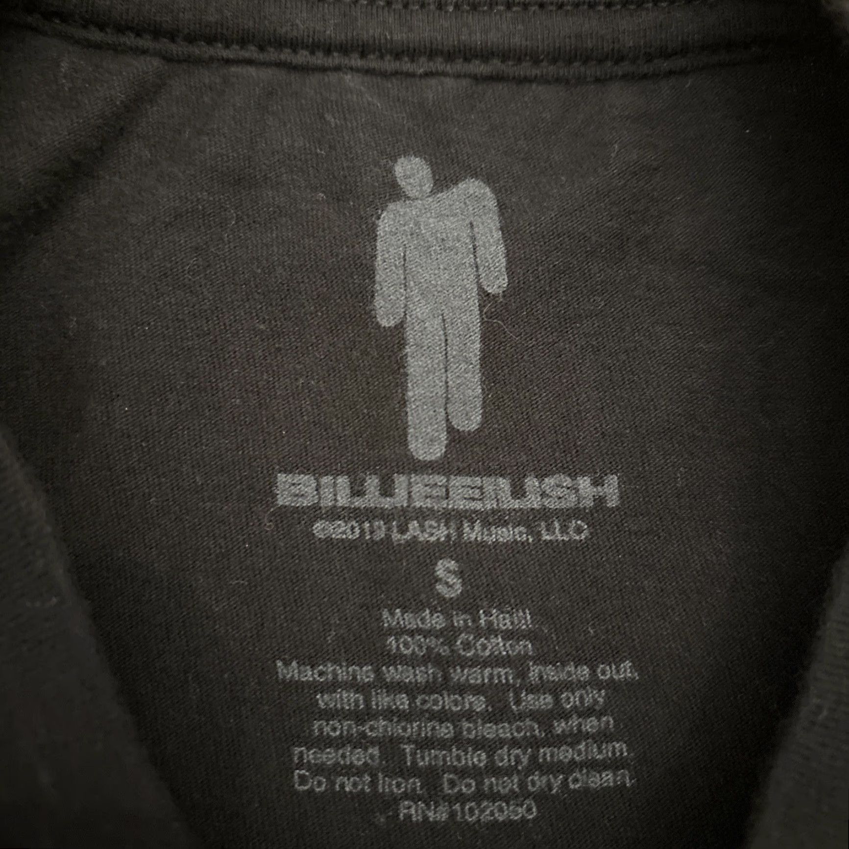 Vintage Billie Eilish Tee Shirt Band Short Sleeve Adult S Black Cotton Crew Neck Unisex Regul ar Fit 2010s - Mens Womens Boys Girls Size US S / EU 44-46 / 1 - 3 Thumbnail