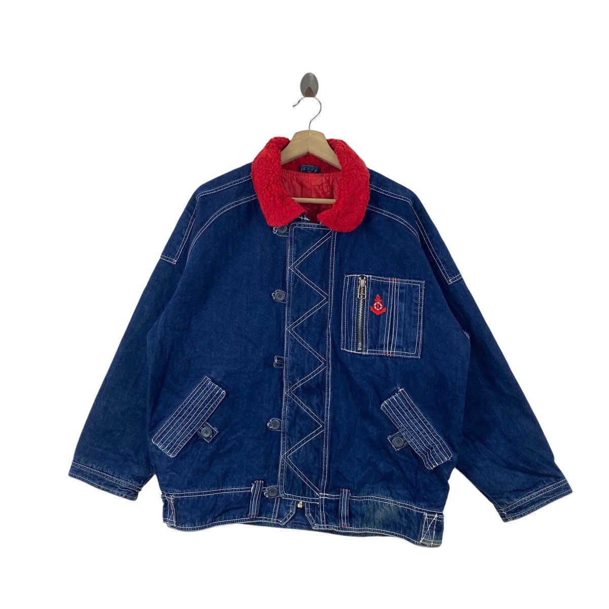 Vintage Vintage INDIGO DENIM Workwear Jacket Boa Collar Quilted Size US XXL / EU 58 / 5 - 4 Thumbnail