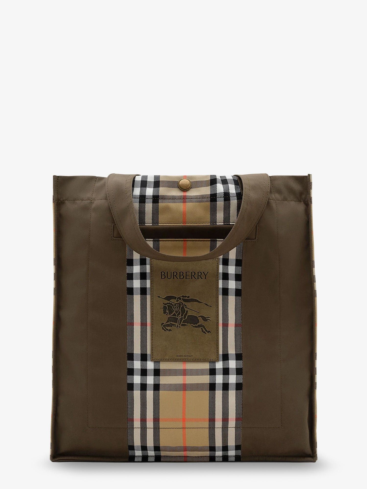 Burberry Tote Trench Check Canvas Shoulder Bag With Suede Logo Label On The Front Size ONE SIZE - 1 Thumbnail