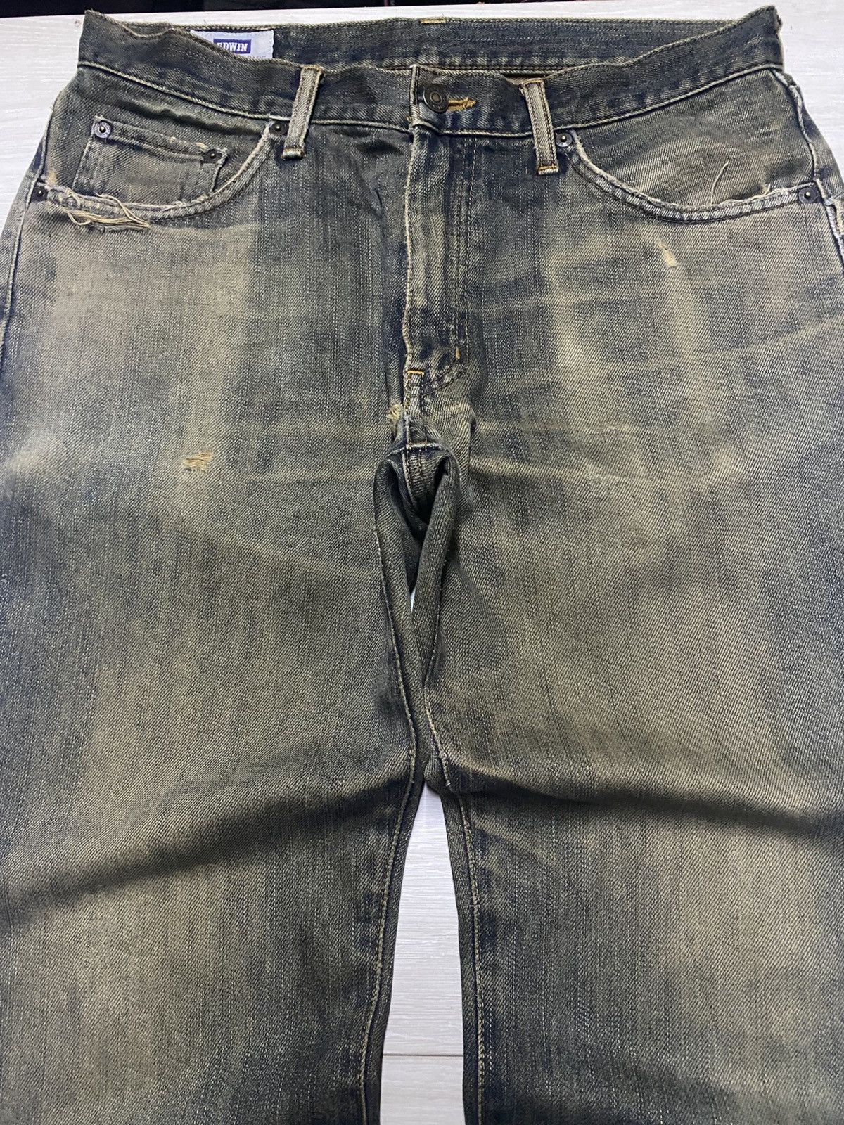 Junya Watanabe Vintage Japanese Brand Edwin 404 Mud Wash Distressed Jeans Size US 32 / EU 48 - 3 Thumbnail