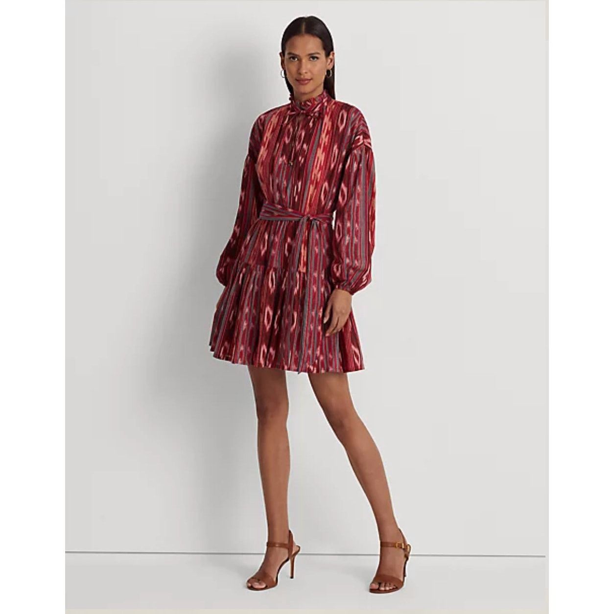Lauren Ralph Lauren Lauren Ralph Lauren Geo-Stripe Belted Cotton Voile Dress Size XL / US 12-14 / IT 48-50 - 1 Thumbnail