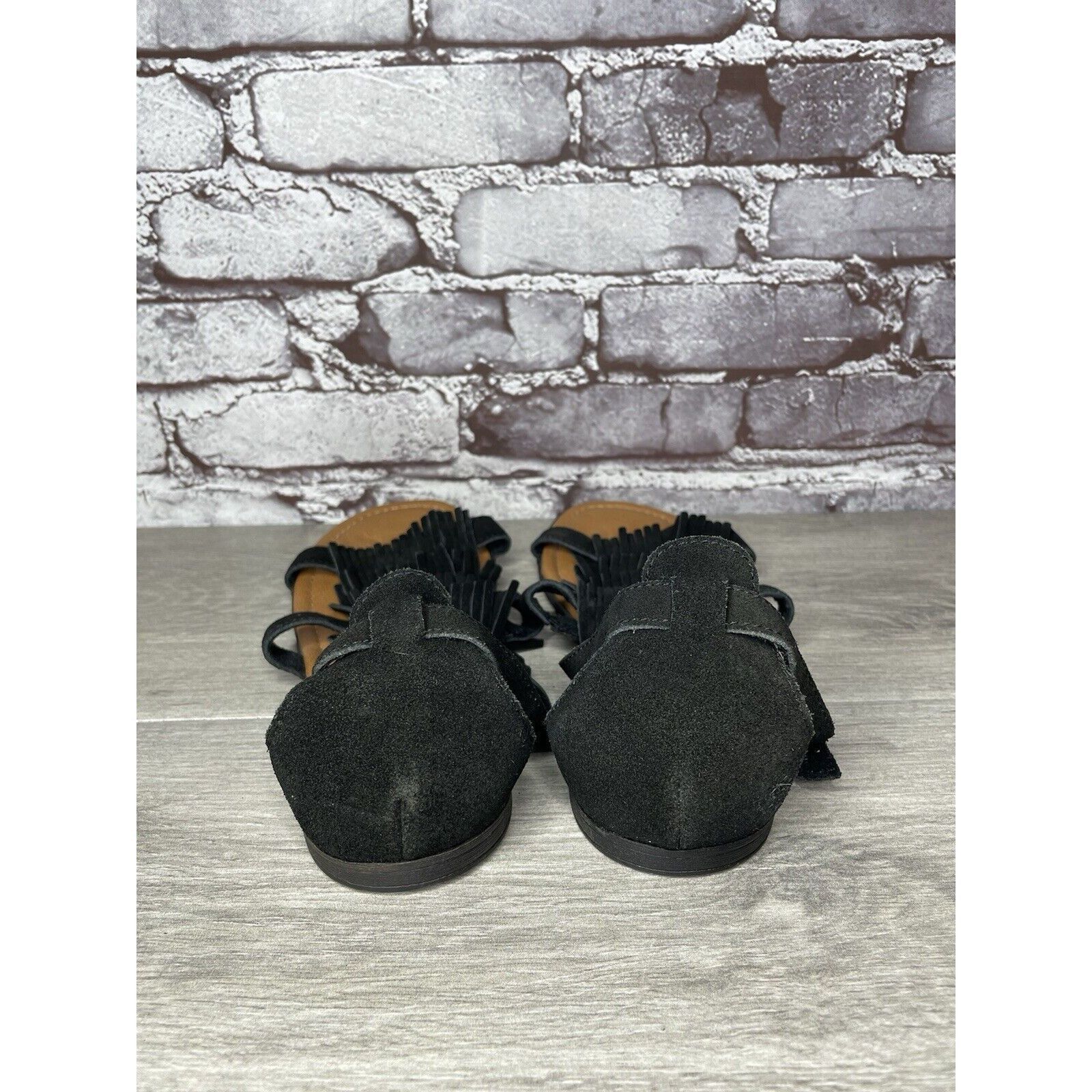 Minnetonka Minnetonka Maui Ankle Strappy Fringe Flats 71302 Black Suede Size US 10 / IT 40 - 5 Thumbnail