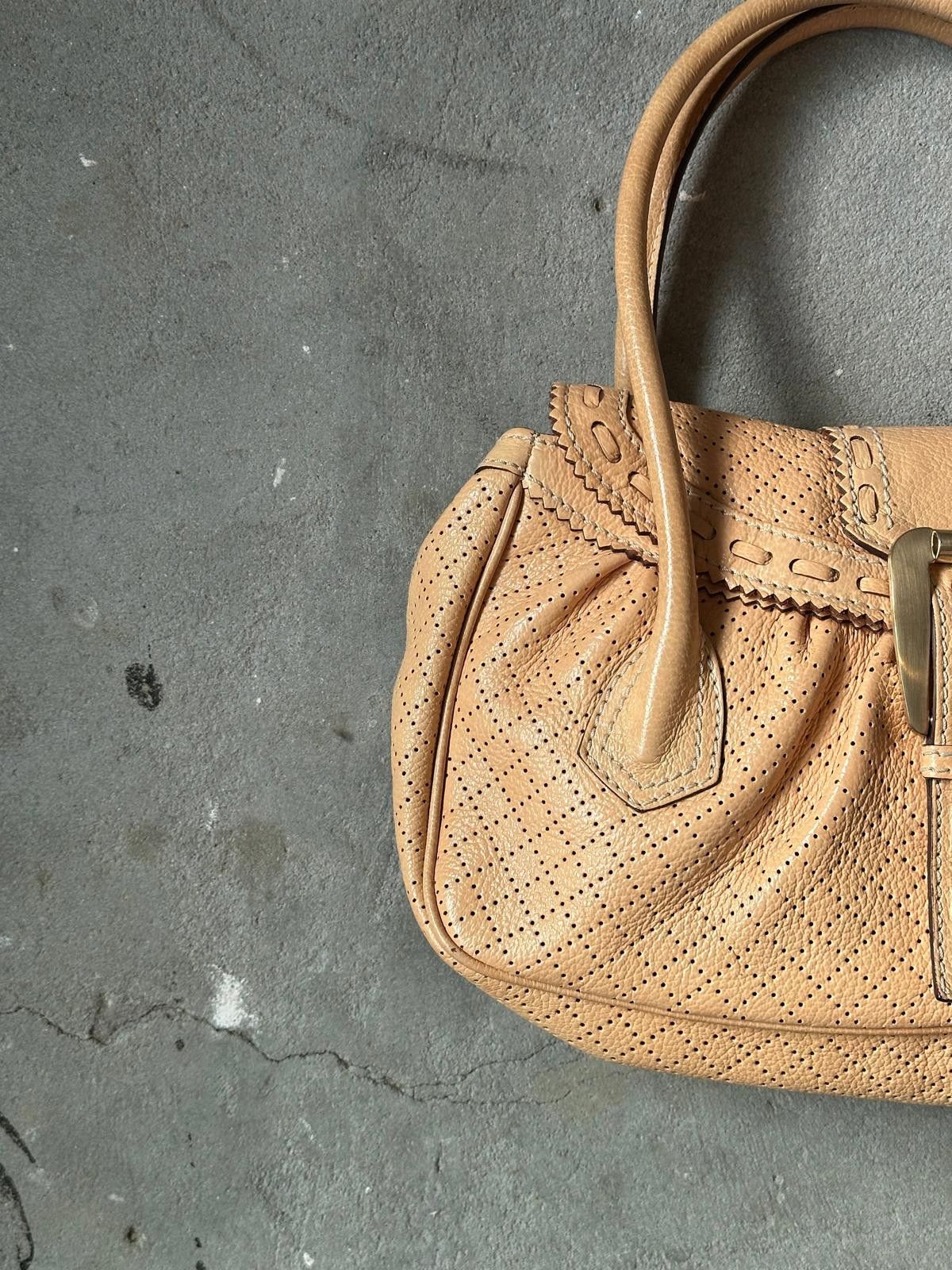 Celine Celine Perforated Leather Shoulder Bag Beige Size ONE SIZE - 5 Thumbnail