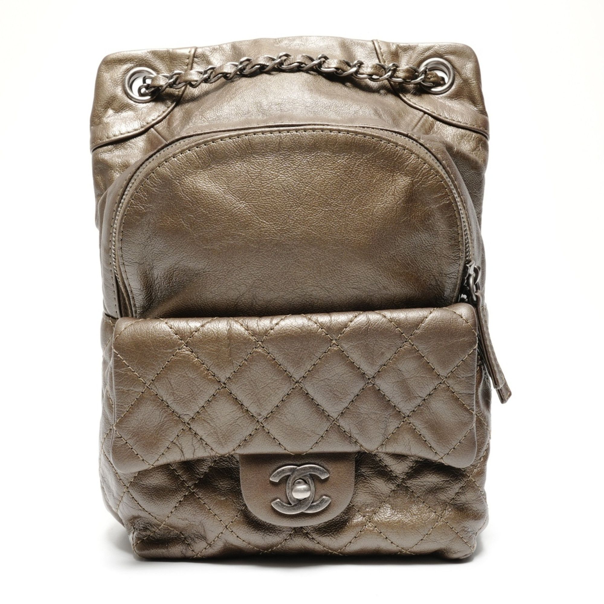 Chanel Chanel Lambskin Matelassé Backpack (Khaki) Size ONE SIZE - 1 Thumbnail