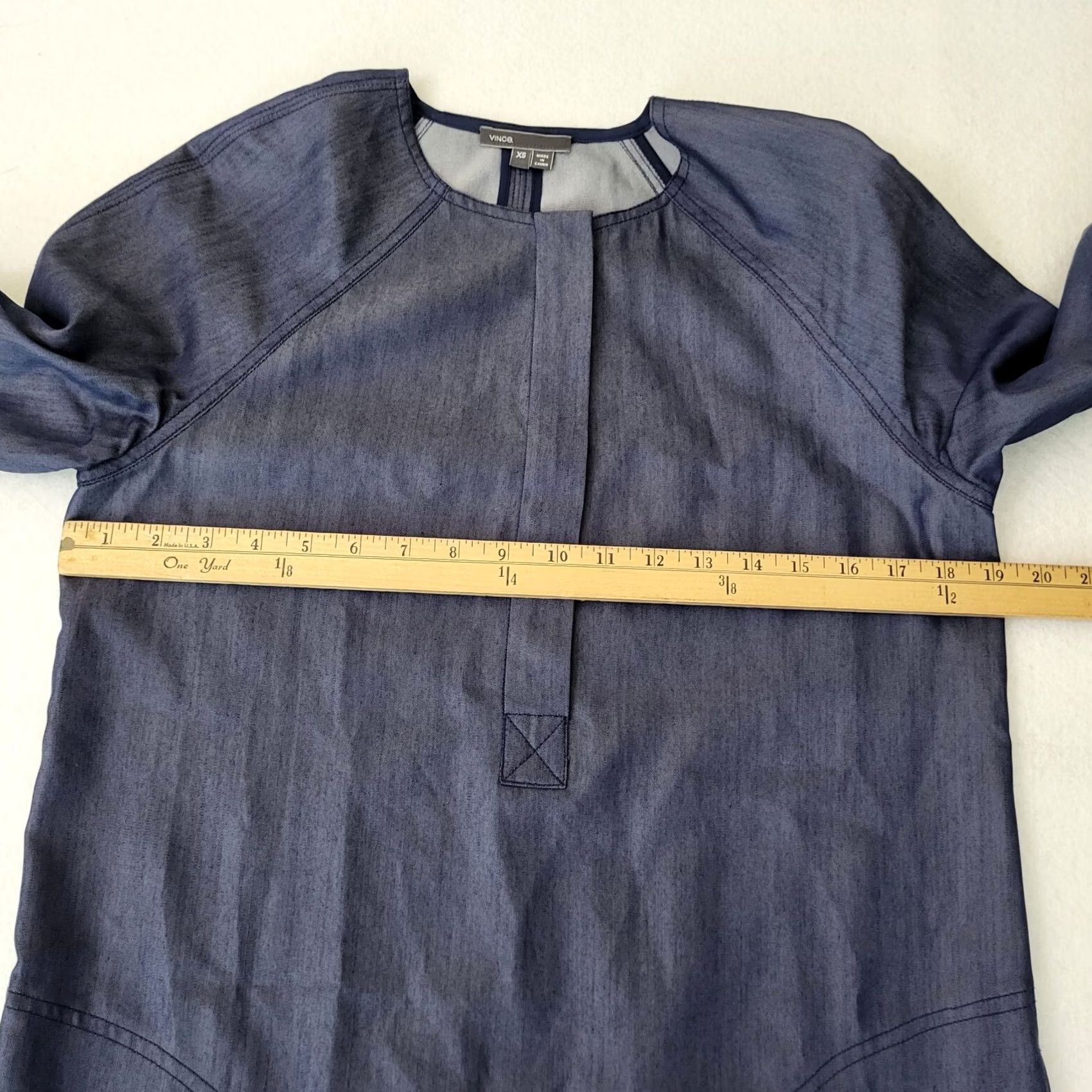 Vince Vince Women's blue tunic 1/4 Zip dress XS Solid 3/4 Sleeve Crew Neck Casual Shirt Dress Christmas? Size XS / US 0-2 / IT 36-38 - 4 Thumbnail