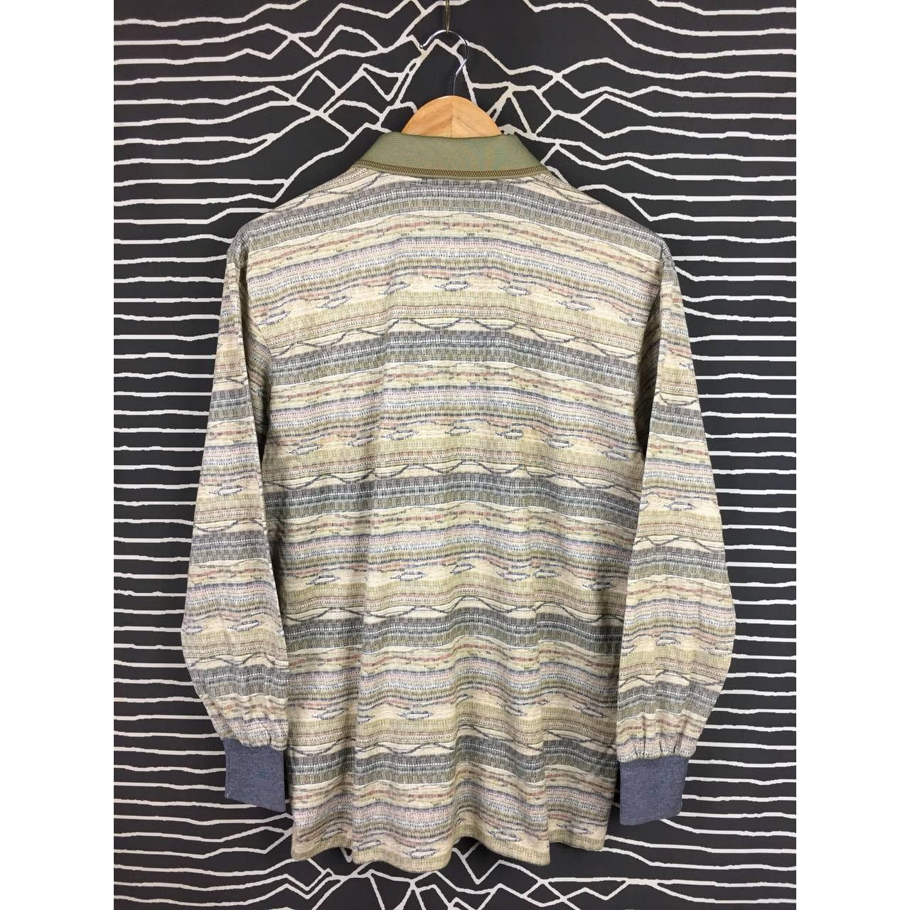 Vintage Thomas Hardy Tribal Stripe Patterned Longsleeve Polo Tee Size US L / EU 52-54 / 3 - 5 Thumbnail