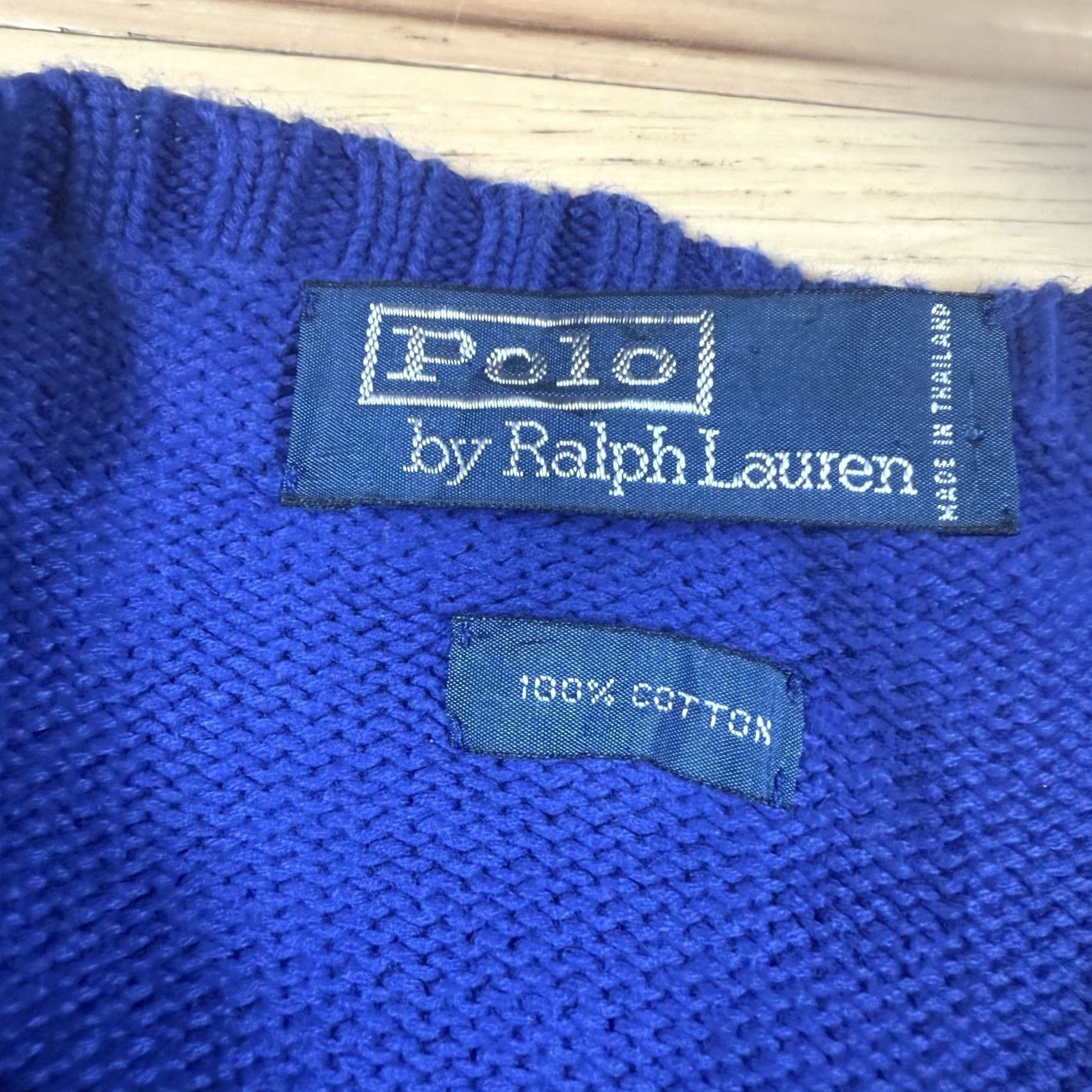 Ralph Lauren VINTAGE Polo Ralph Lauren Sweater Mens Large Crewneck Cinched Blue 90s Golf Pullover Leather Size US L / EU 52-54 / 3 - 3 Thumbnail