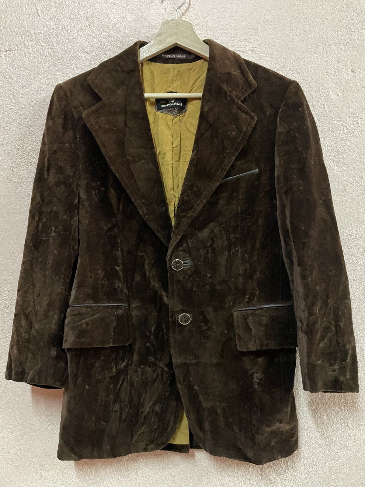 Designer × Vintage Vintage Cortefiel brown velvet coat jacket menswear sz38 Size 38S - 3 Thumbnail