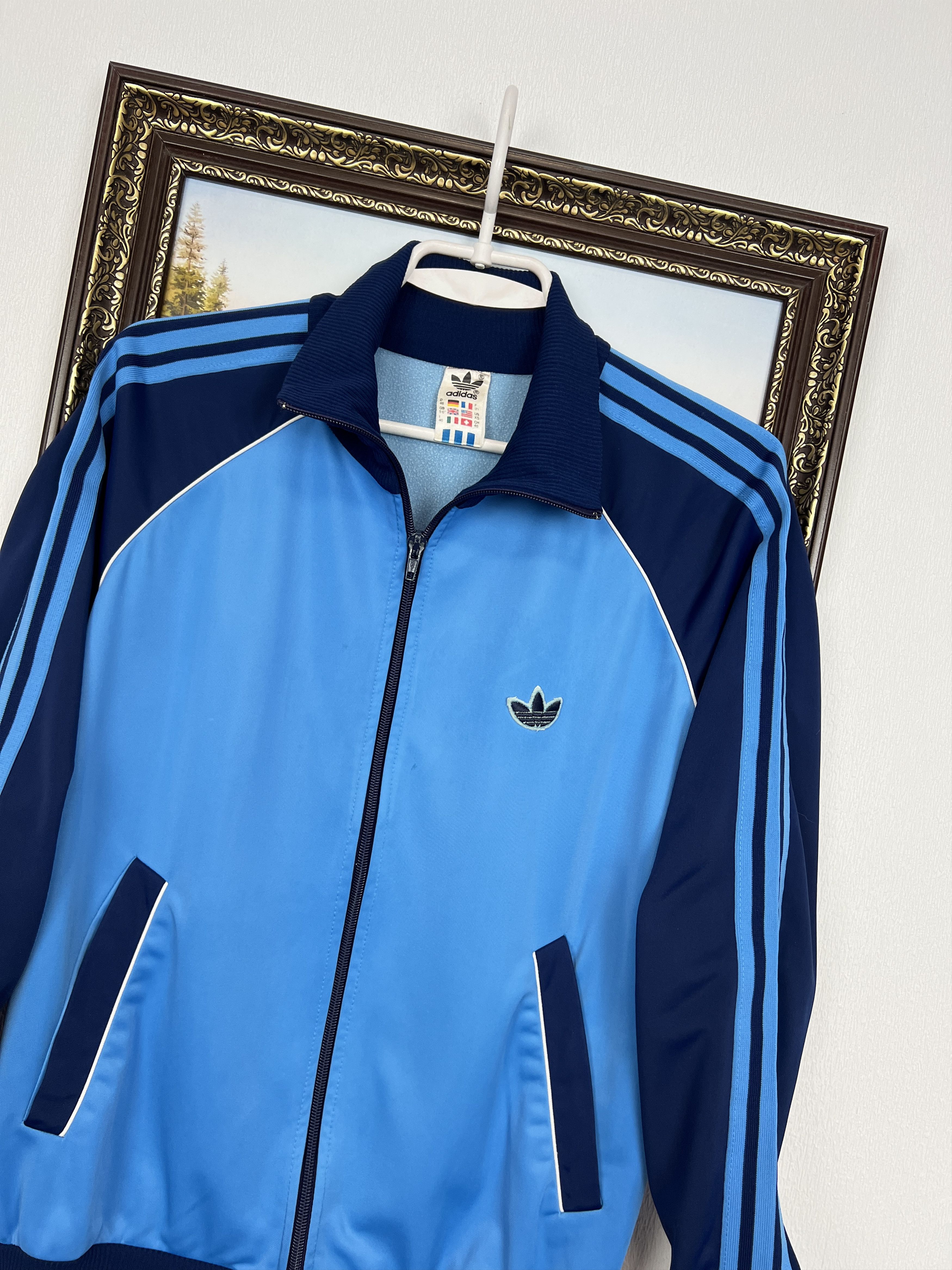 Adidas Vintage 80's West Germany Blue Nylon Jacket Track Top Size M / US 6-8 / IT 42-44 - 3 Thumbnail