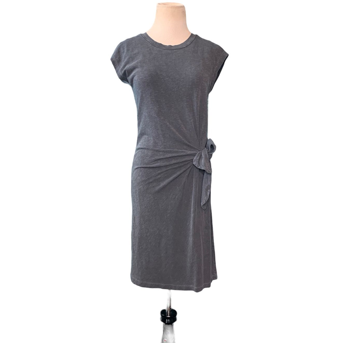 Anthropologie Sundry gray ruched side tie dress size small Size S / US 4 / IT 40 - 1 Thumbnail