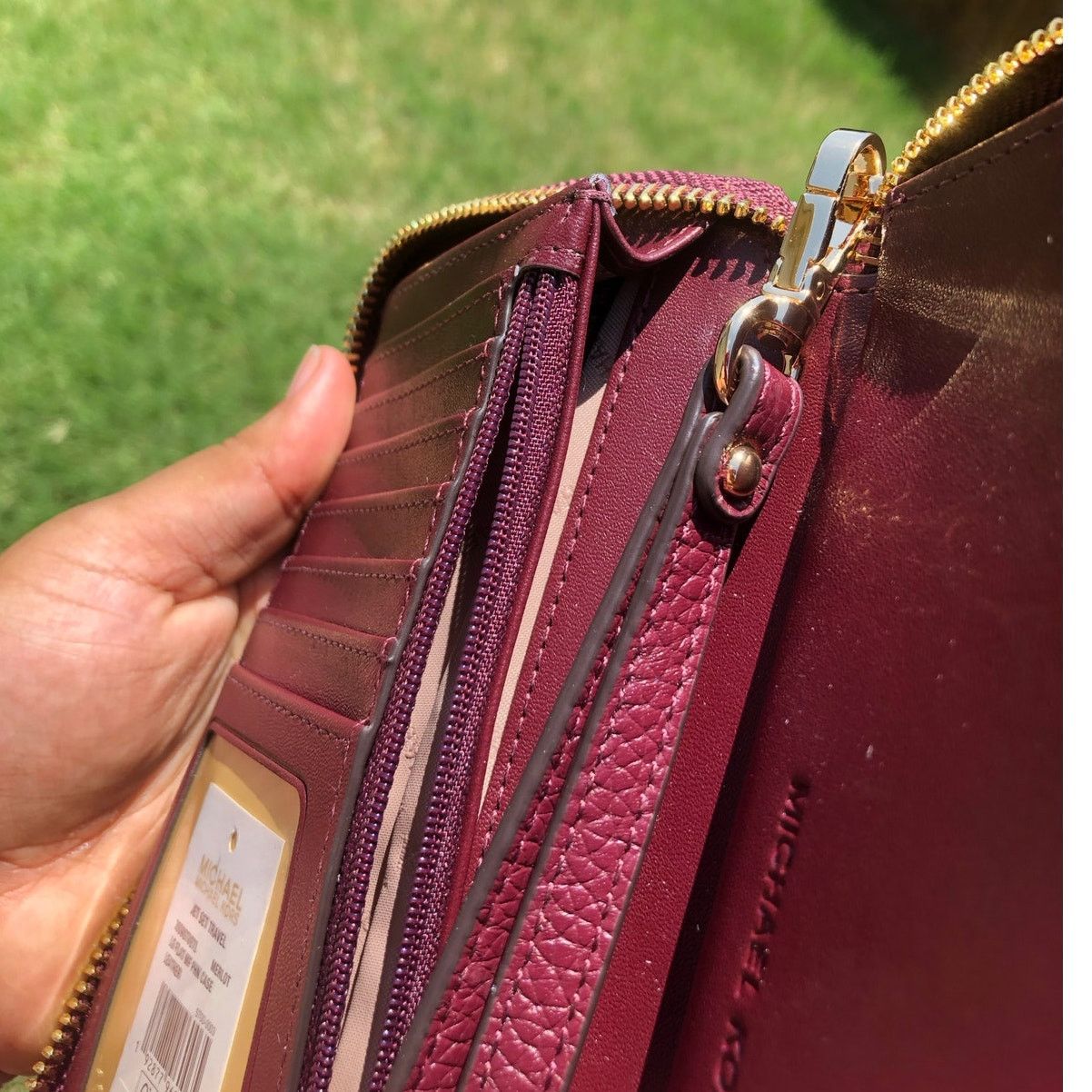 Michael Kors Michael Kors Large Flat Wallet/Wristlet Merlot Gold Tone Size ONE SIZE - 6 Thumbnail