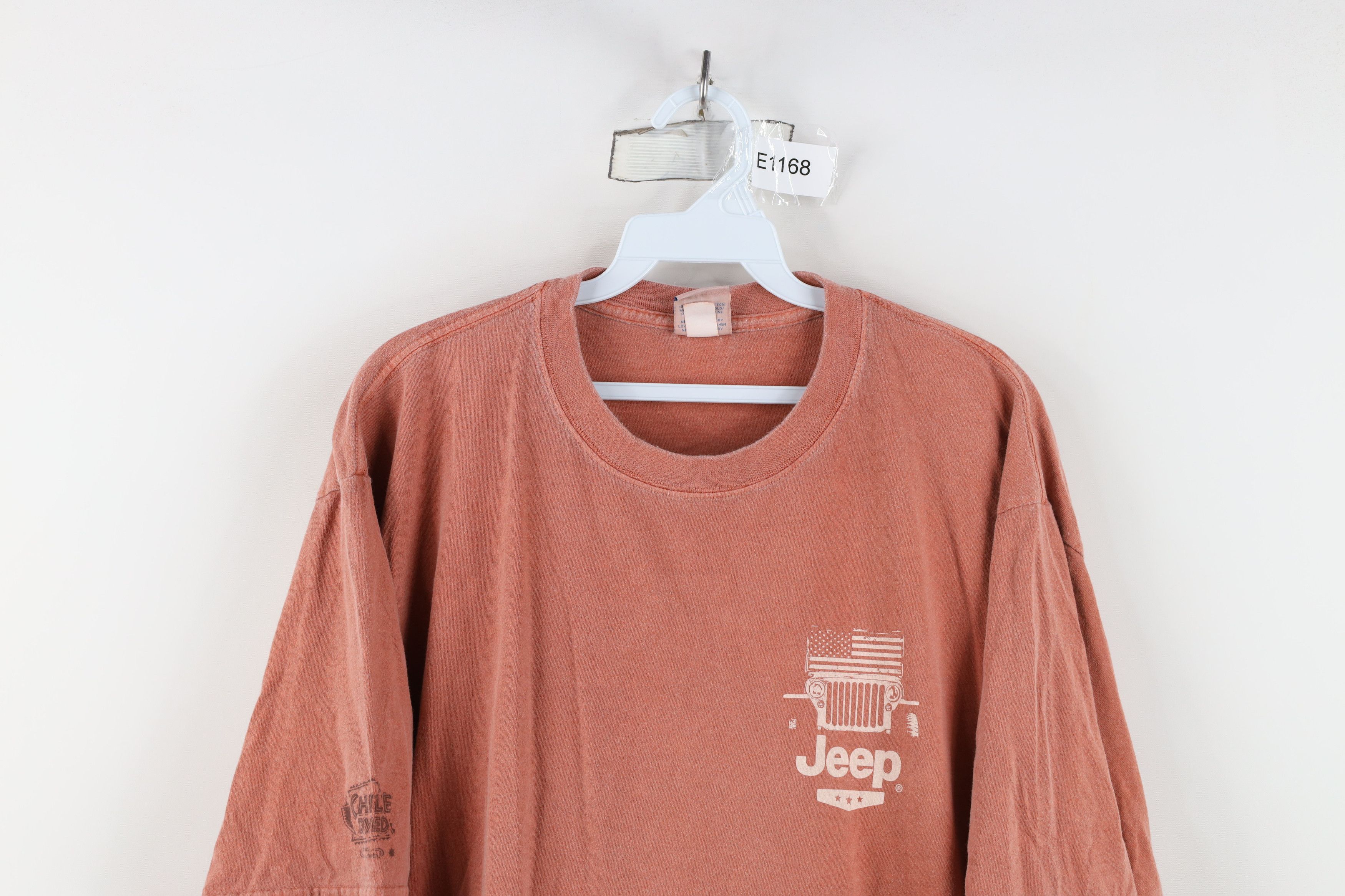 Vintage Vintage 90s Y2K Pigment Dye Jeep Motors T-Shirt Red Orange Size US L / EU 52-54 / 3 - 2 Thumbnail