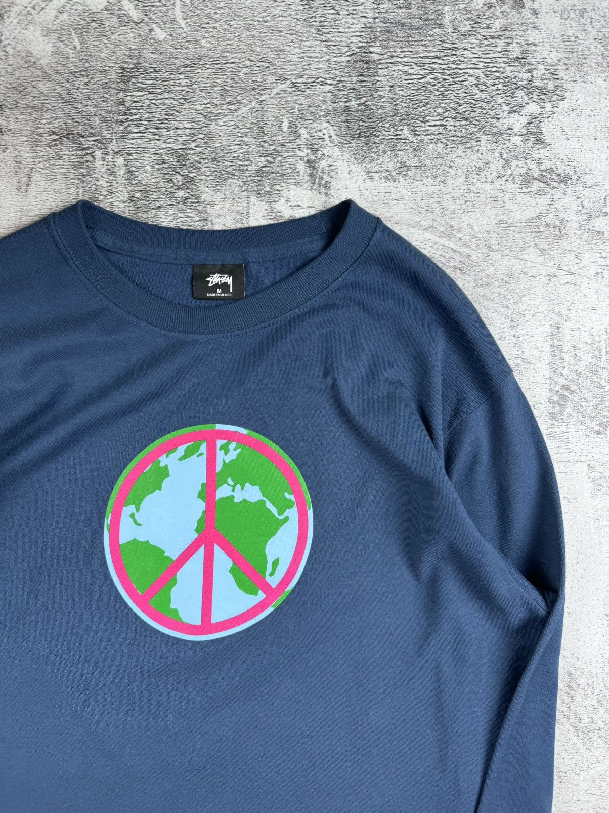 Stussy Stussy RARE Peace Earth Pacifism Blue Longsleeve Y2K T Shirt Size US M / EU 48-50 / 2 - 8 Thumbnail