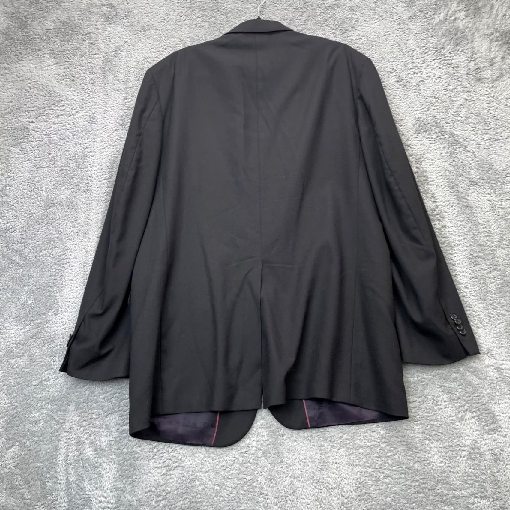 Lands' End VTG Lands End Blazer Mens 44L Black Wool Notch Lapel Long Single-Breasted 2-Button Chest 46in Dry Clean Only Vintage Wool Blazer Coat Size 44R - 2 Thumbnail