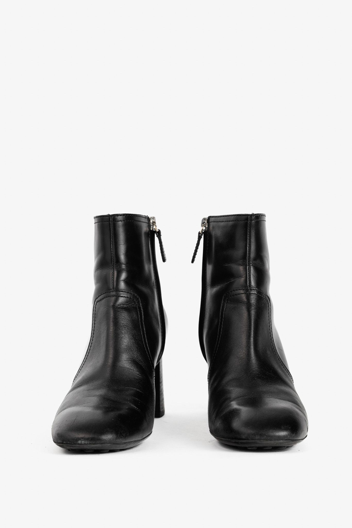 Tod's Tod's Black Leather Square-Toe Ankle Boots Size US 8.5 / IT 38.5 - 2 Thumbnail