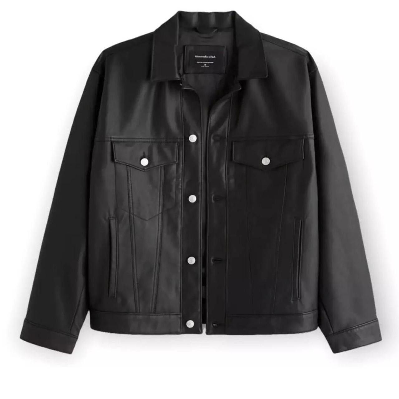 Abercrombie & Fitch ABERCOMBIE & FITCH VEGAN LEATHER TRUCKER JACKET Size US M / EU 48-50 / 2 - 6 Thumbnail
