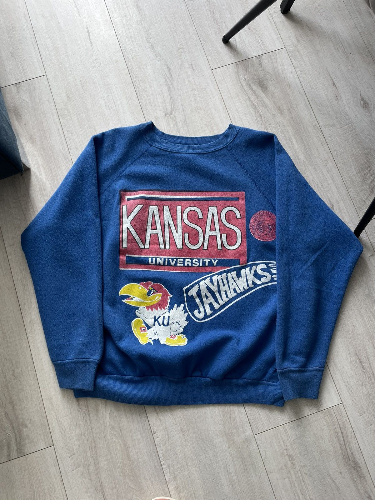 Vintage Vintage 80’s University Kansas Jayhawks Sweatshirt RARE Size US M / EU 48-50 / 2 - 1 Thumbnail