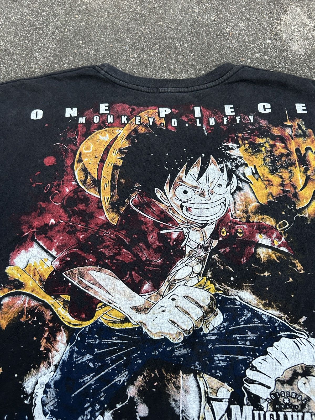 Anime Vintage One piece Monkey D. Luffy Thrashed Sun Faded Size US M / EU 48-50 / 2 - 6 Thumbnail