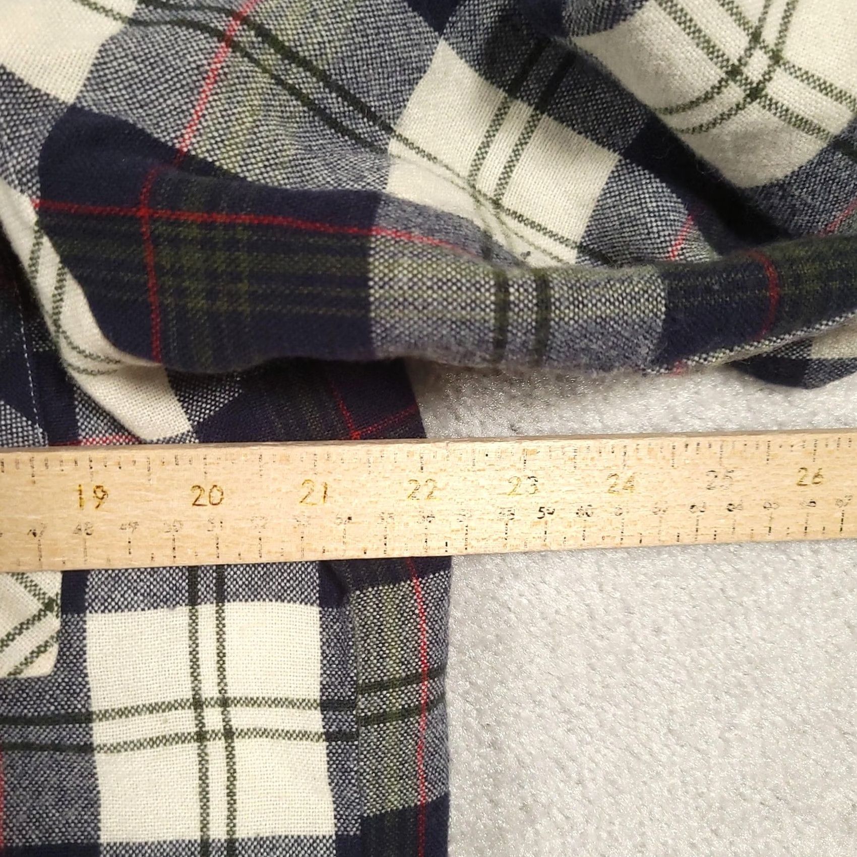 Vintage Back Packer Sportswear Shirt Mens LT Big & Tall Plaid Flannel Lined Navy Cream Blue | Button-Up | Long Sleeve | 100% Acrylic | Pocketed | Vintage No Size US L / EU 52-54 / 3 - 5 Thumbnail