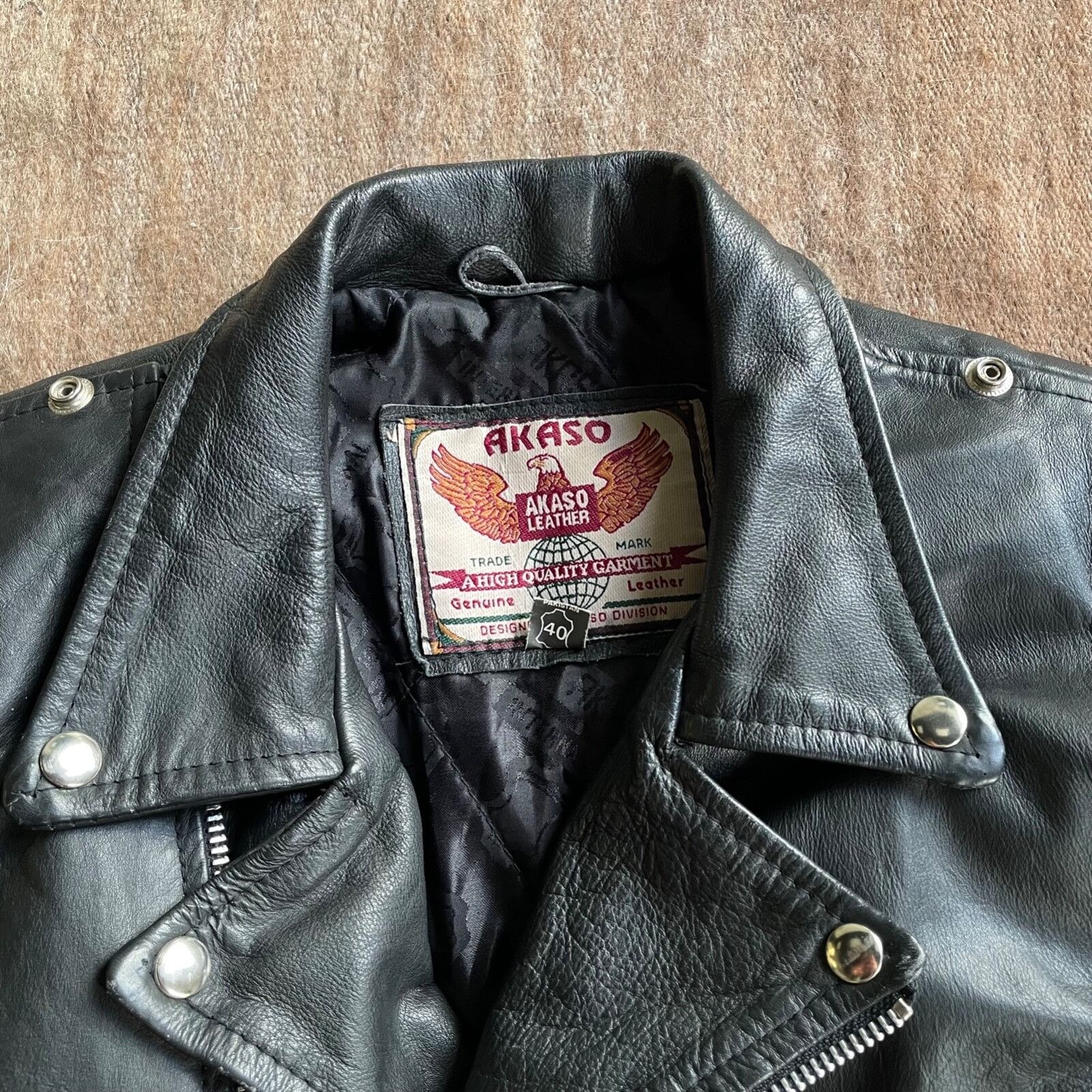Vintage Akaso Leather Vintage Biker Moto Jacket 9168AC Size US M / EU 48-50 / 2 - 2 Thumbnail