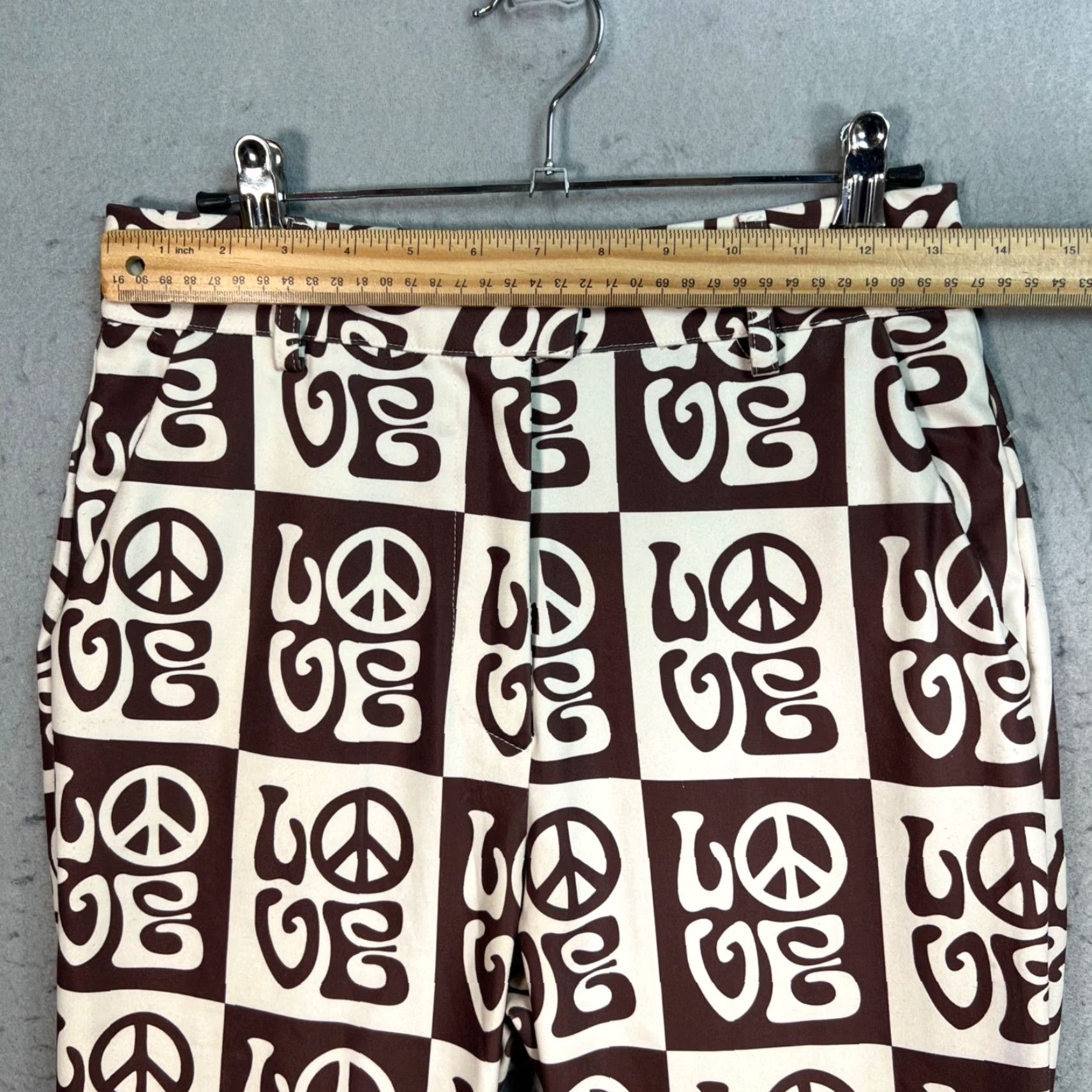 House of Sunny House Of Sunny Pants Womens Size 4 Brown & White Checkered Flared Ankle Inseam 31 in High Rise Vintage No (Adult) Womens Size 27" / US 4 / IT 40 - 5 Thumbnail