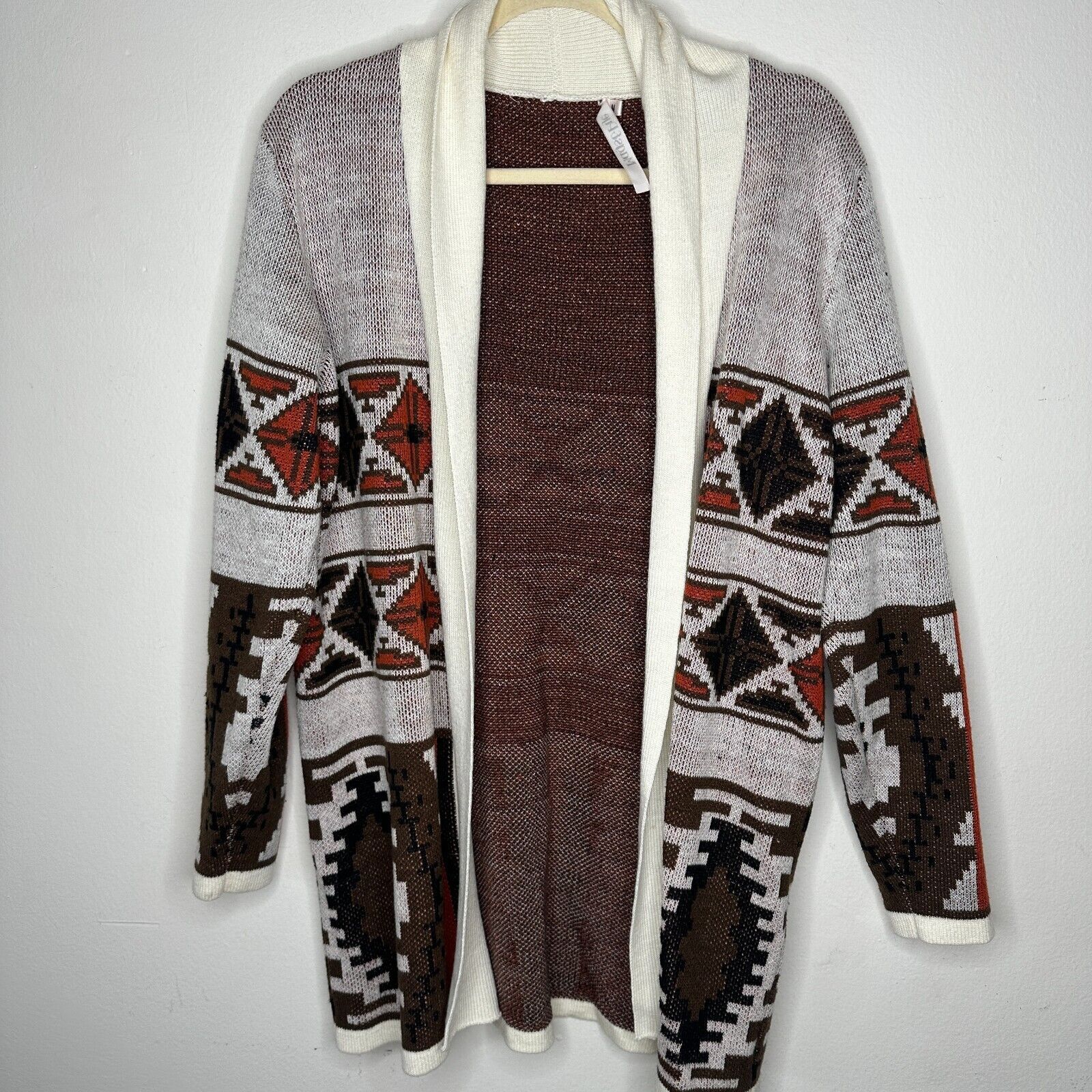 Other Mags & Pye Cream Brown Rust Native Aztec Longline Cardigan M Size M / US 6-8 / IT 42-44 - 12 Thumbnail