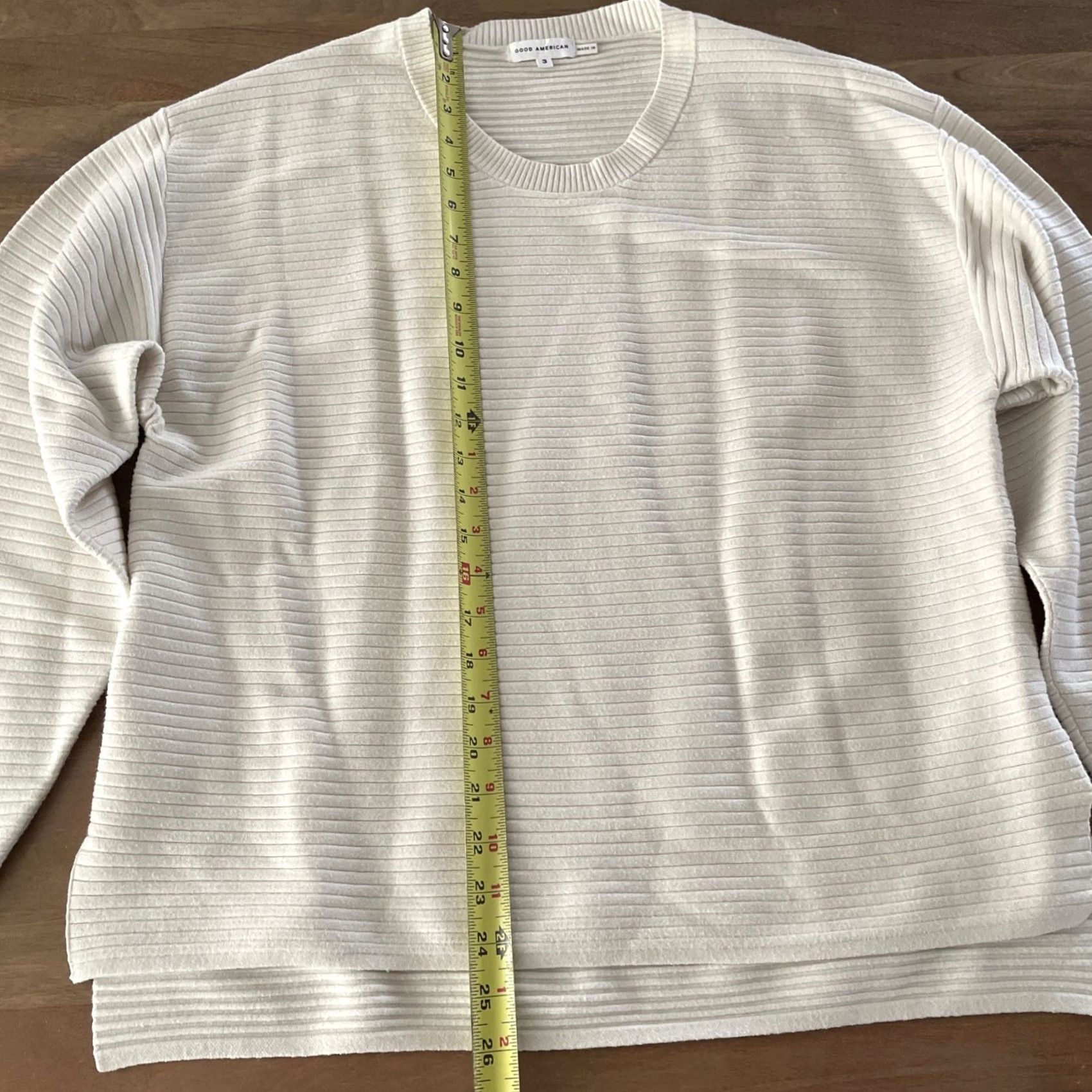 Good American Good American Crewneck Sweatshirt Size L Ivory Dolman Sleeve Pullover Knit Comfort Casual Womens - Modern City 90s style Size L / US 10 / IT 46 - 4 Thumbnail