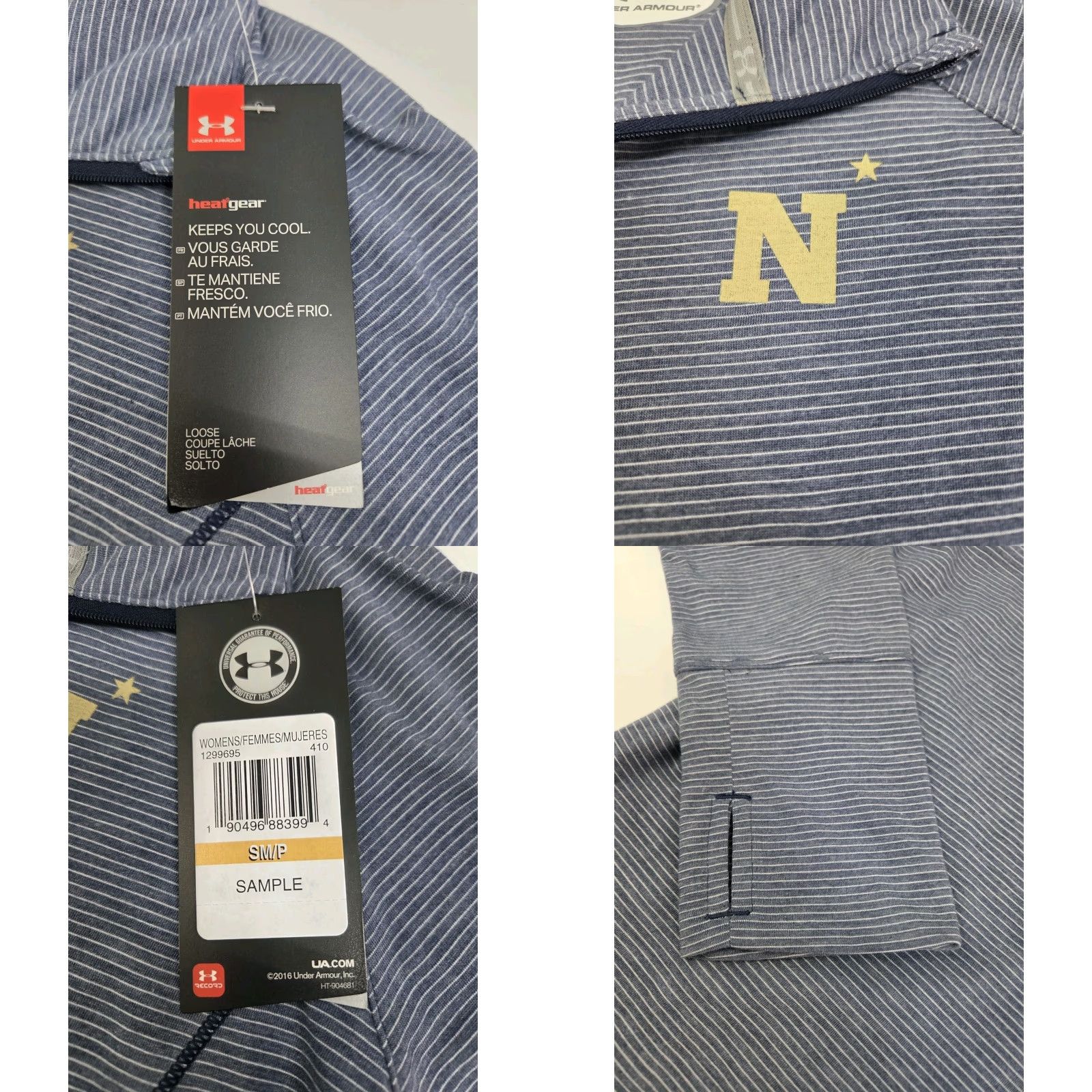 Under Armour Under Armour Womens Loose HeatGear Training Jacket 1/4 Zip S Blue/White Stripes Short Sleeve Long Sleeve Hooded Not Hooded Size S / US 4 / IT 40 - 8 Thumbnail