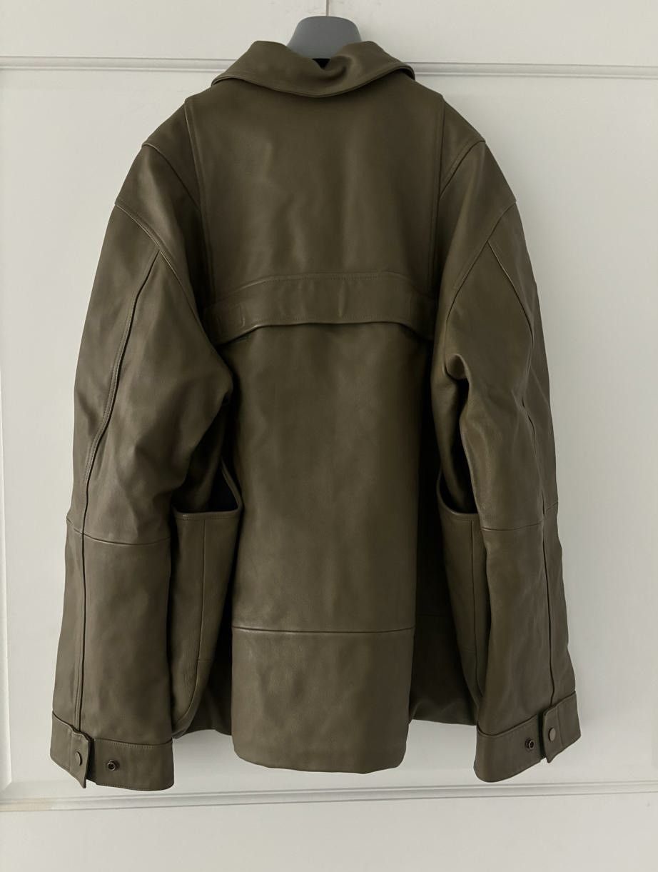 Acne Studios Acne Studios Khaki Grained Leather Jacket Size US M / EU 48-50 / 2 - 2 Thumbnail