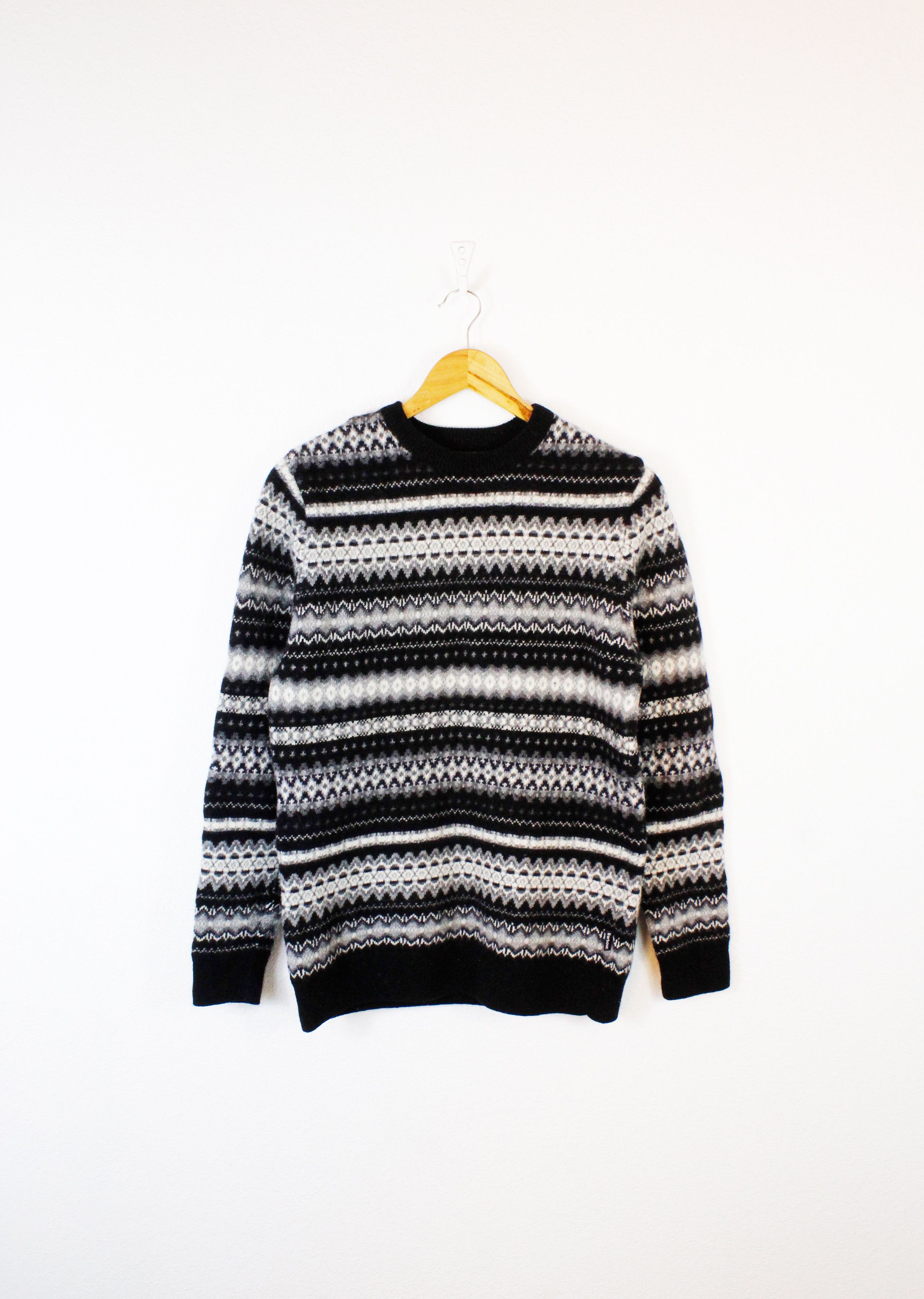 Barbour Barbour Case Fair Isle Crew Knit Black Wool Sweater Size US S / EU 44-46 / 1 - 1 Thumbnail