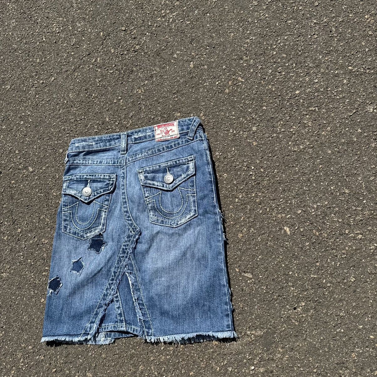 True Religion vintage 90s true religion distressed skirt jeans pants Size 28" / US 6 / IT 42 - 3 Thumbnail